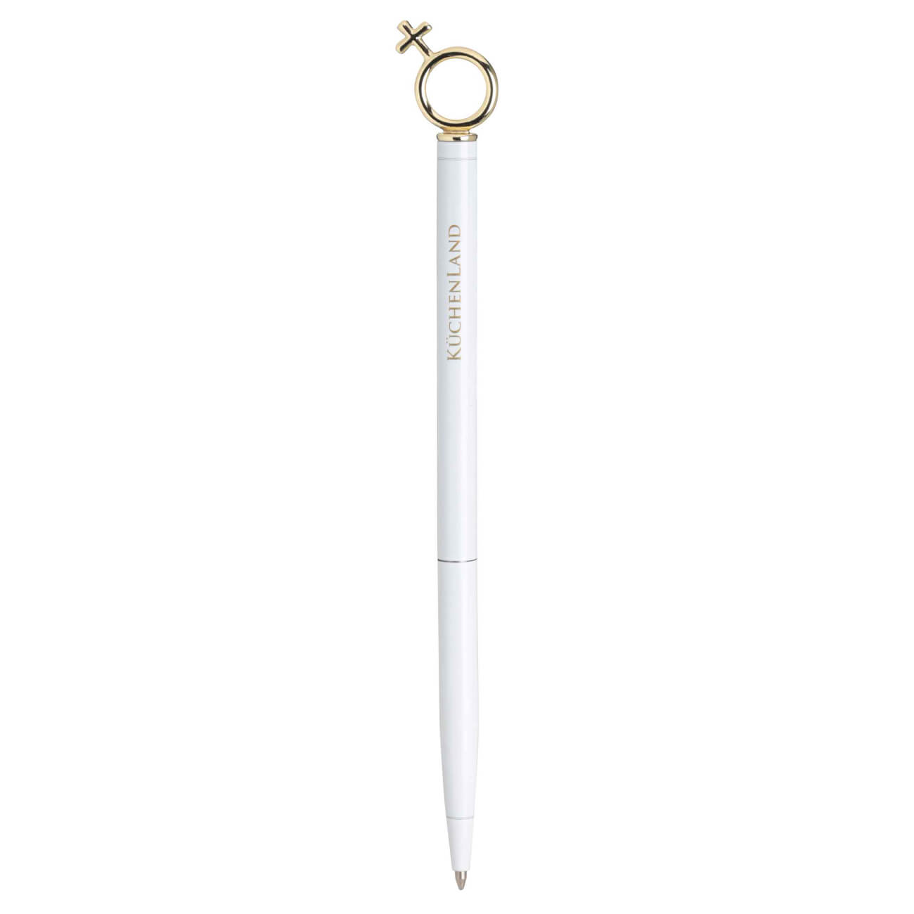 Ручка шариковая, 14 см, с фигуркой, металл, белая, Символ женщины, Draw figure неавтоматическая шариковая ручка kores