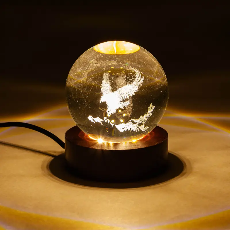 Светильник декоративный, 7 см, с подсветкой, стекло/дерево, Орел, Illumination ,image-0