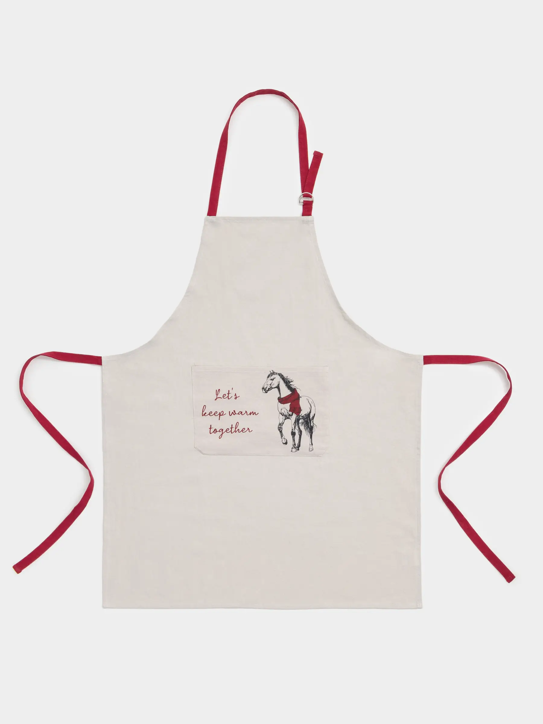 Фартук, 65х80 см, хлопок, серо-бежевый, Лошадь, Horse in scarf