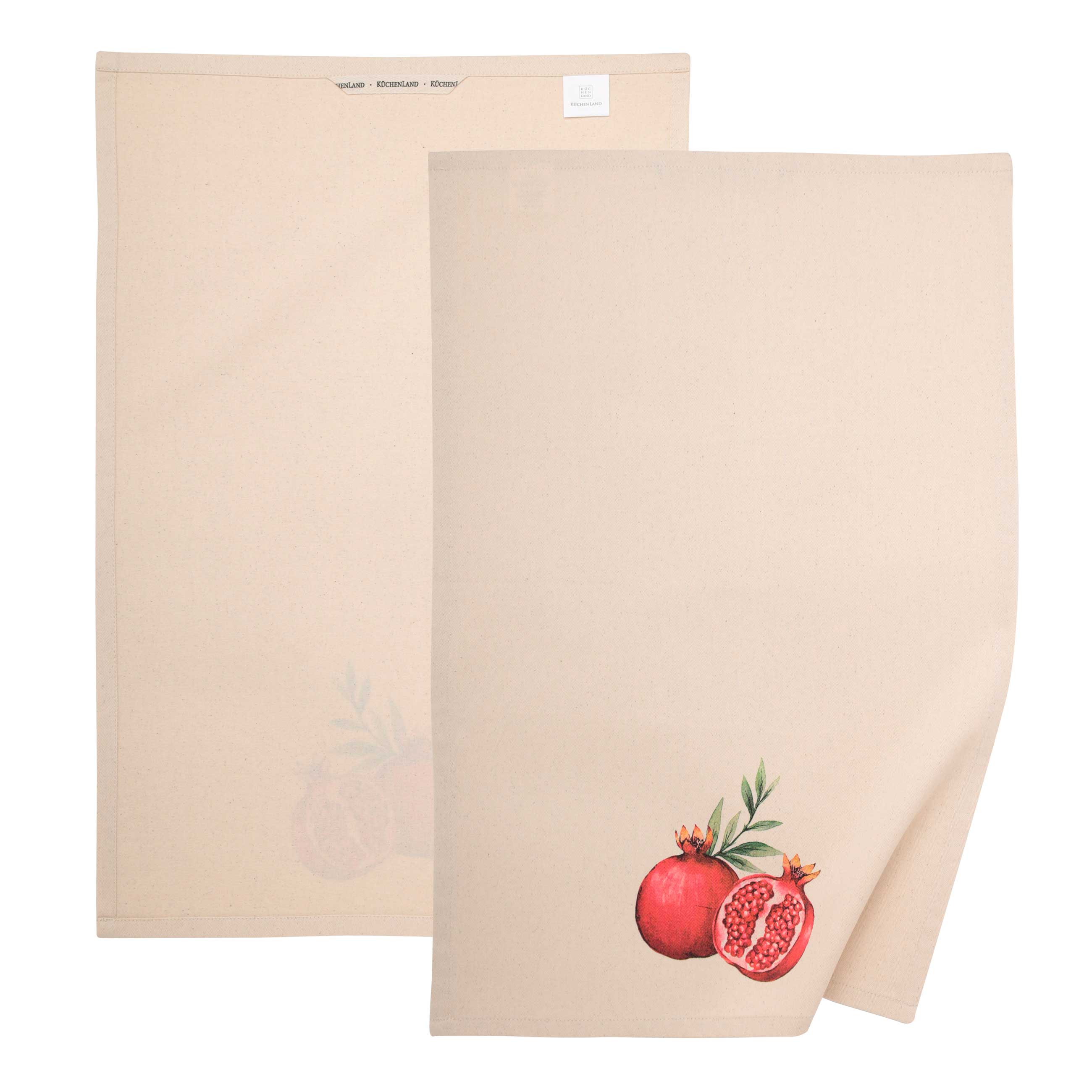 Полотенце кухонное, 40x60 см, 3 шт, хлопок, бежевое/красное, Гранаты, Pomegranate изображение № 3