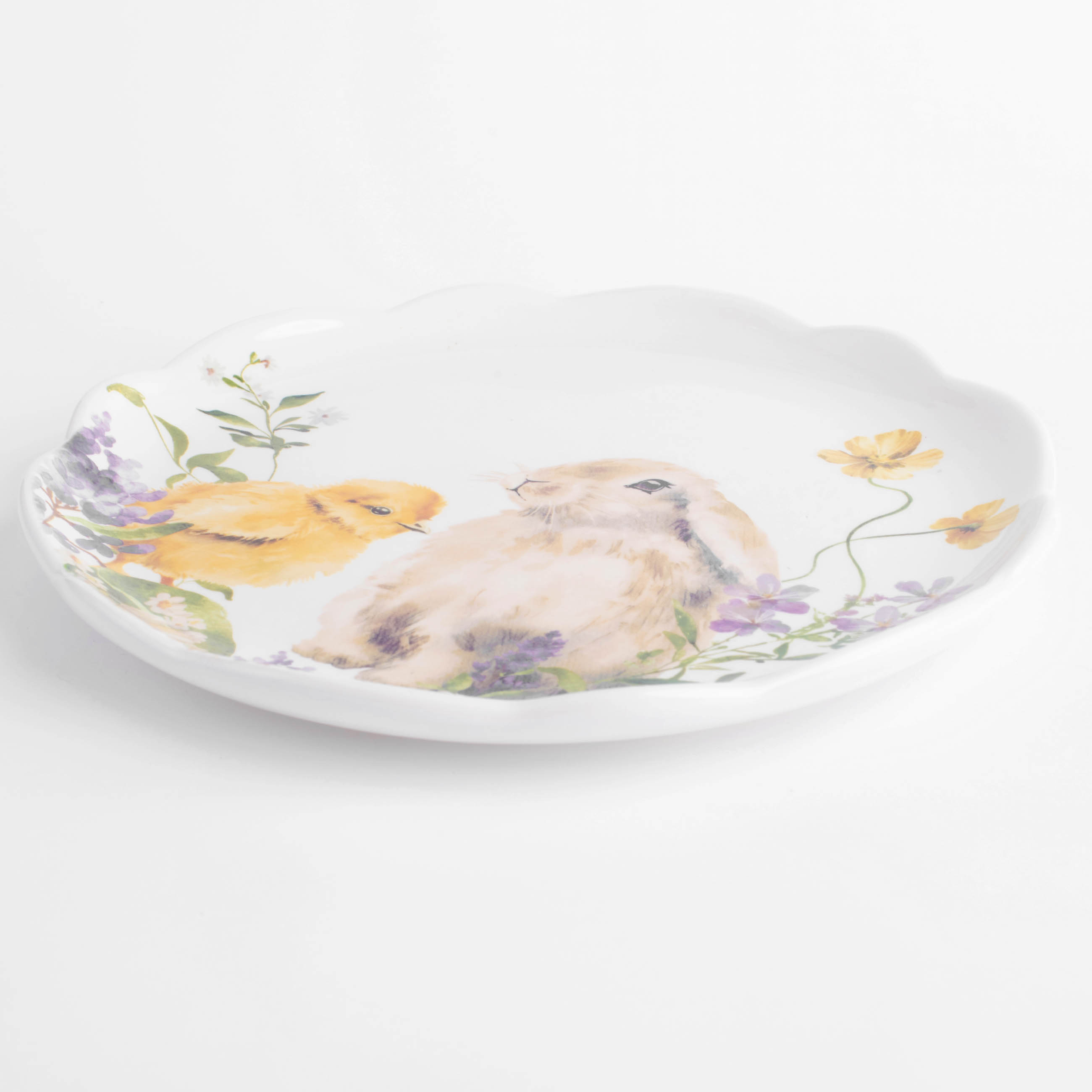 Тарелка закусочная, 24 см, керамика, белая, Кролик и цыпленок в цветах, Easter изображение № 3
