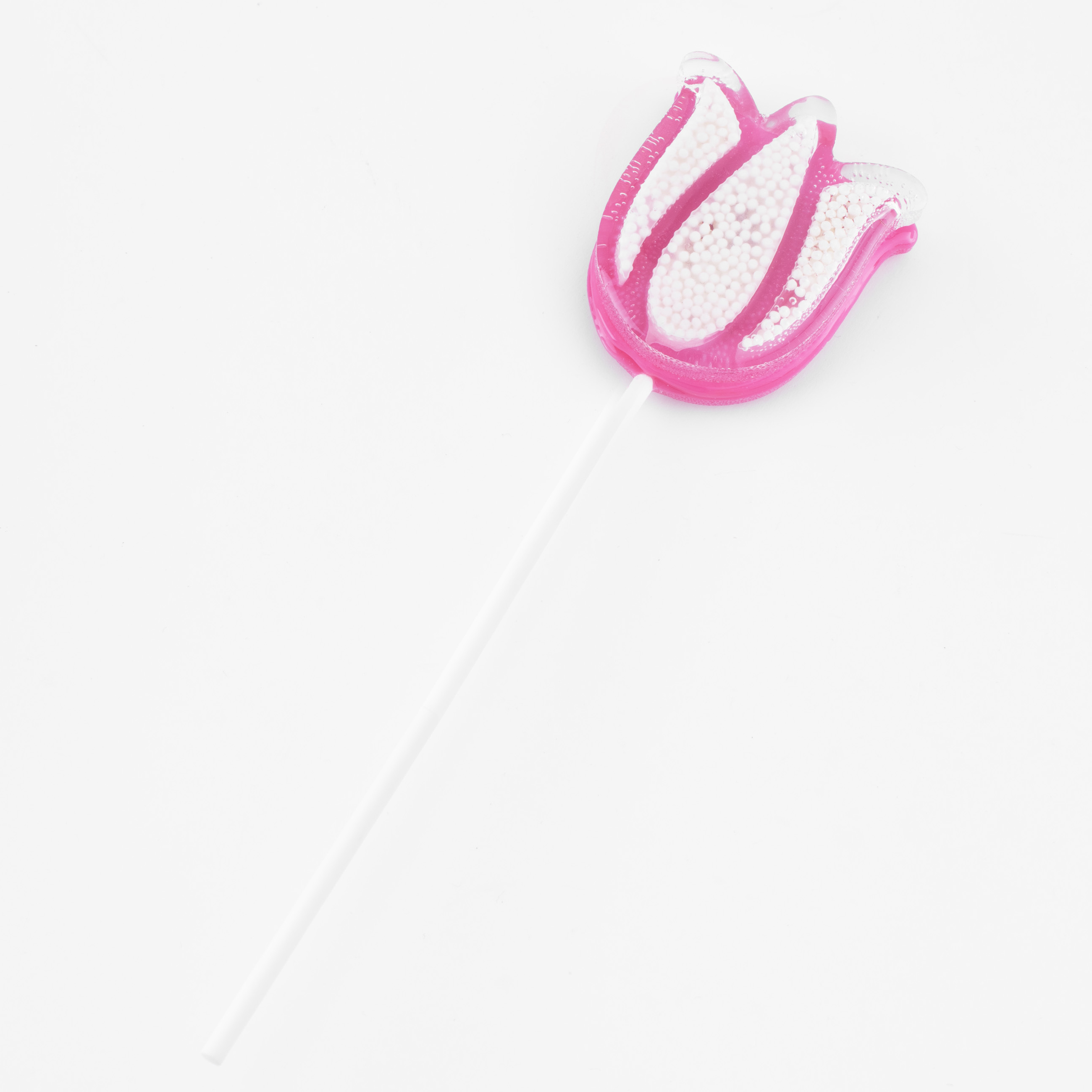 Леденец, 30 гр, погремушка, на палочке, изомальт, розовый, Тюльпан, Sweet life изображение № 2