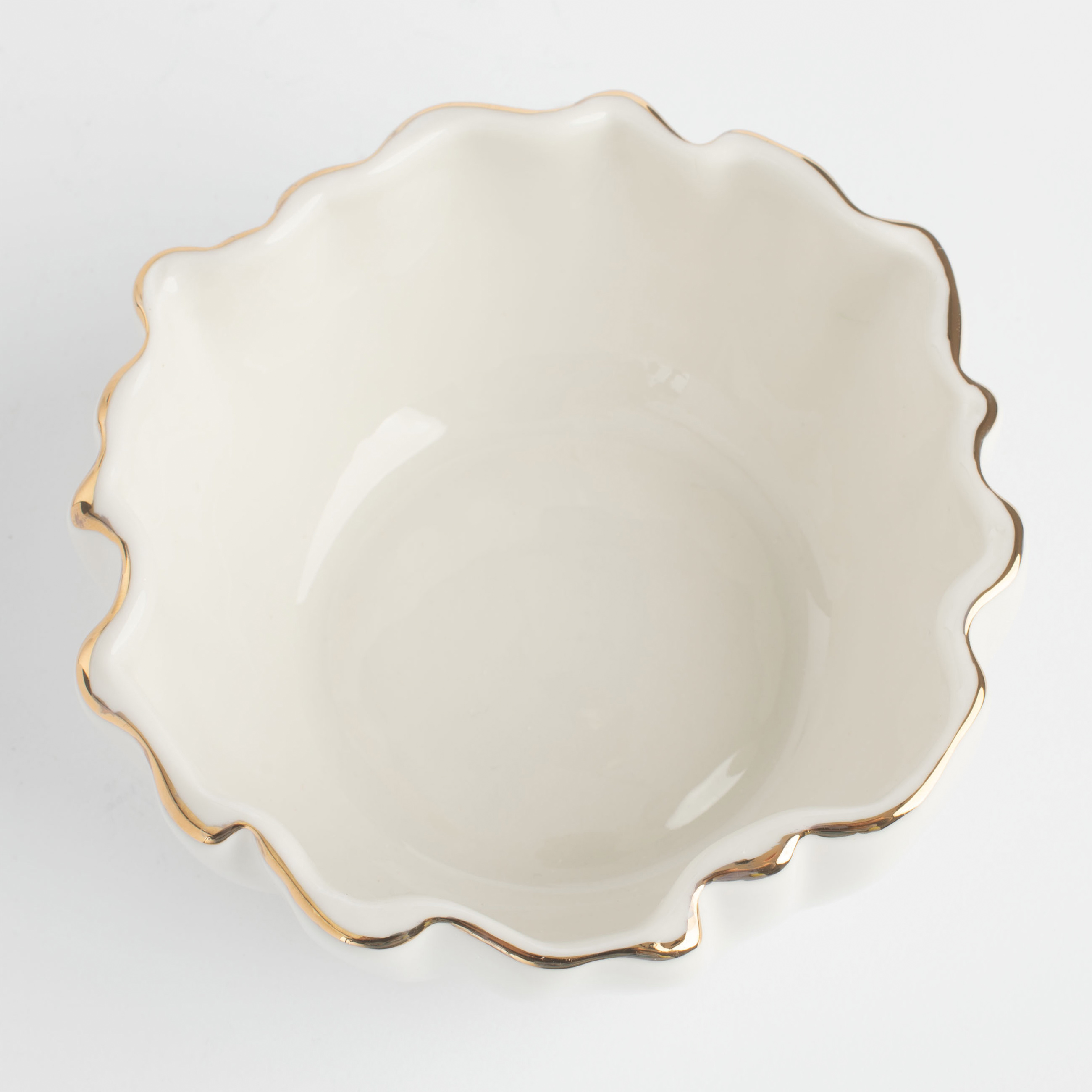 Пиала, 12х5 см, 230 мл, фарфор P, с золотистым кантом, Мятый эффект, Crumple gold, image-2