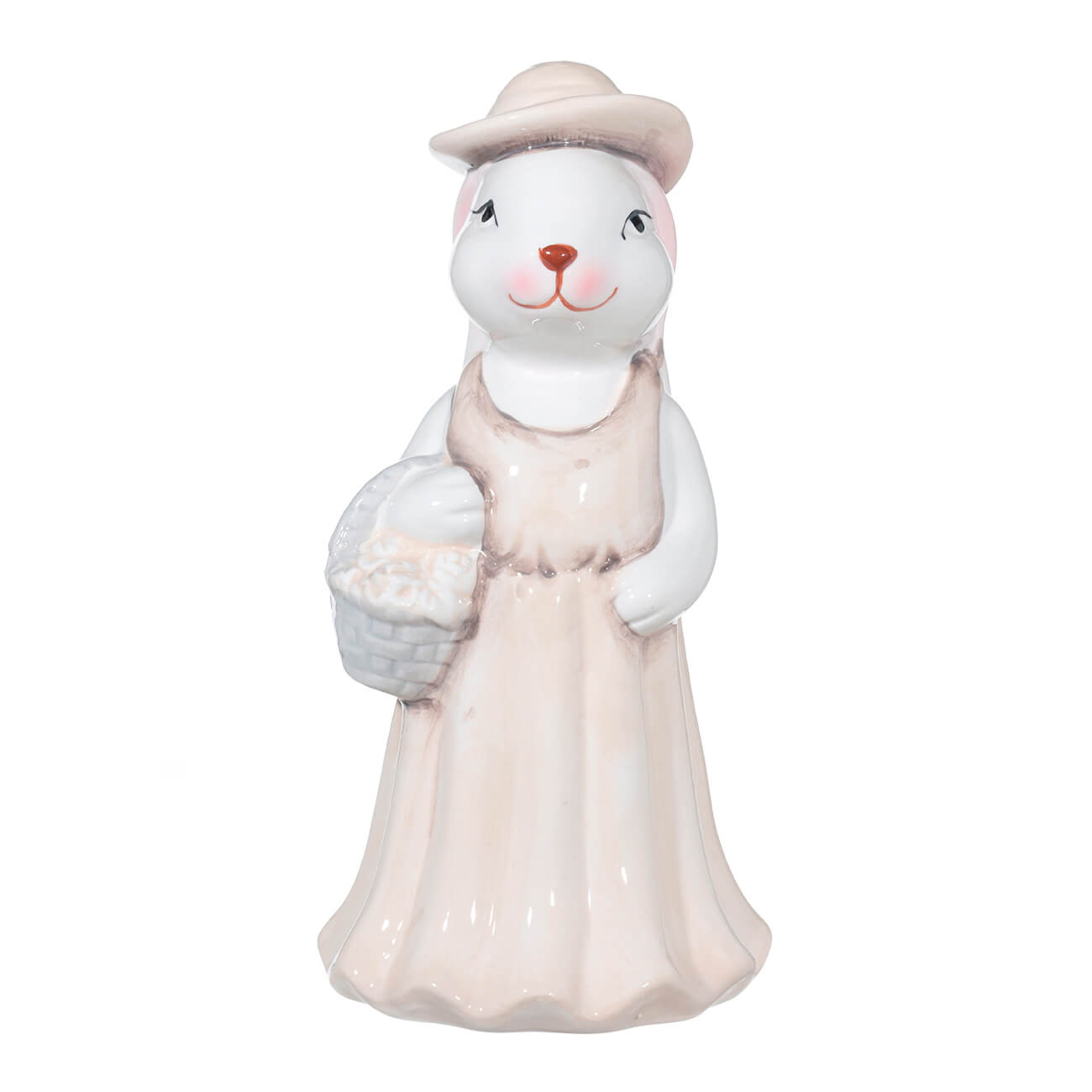 

Статуэтка, 20 см, керамика, бежевая, Крольчиха в платье с корзиной, Natural Easter