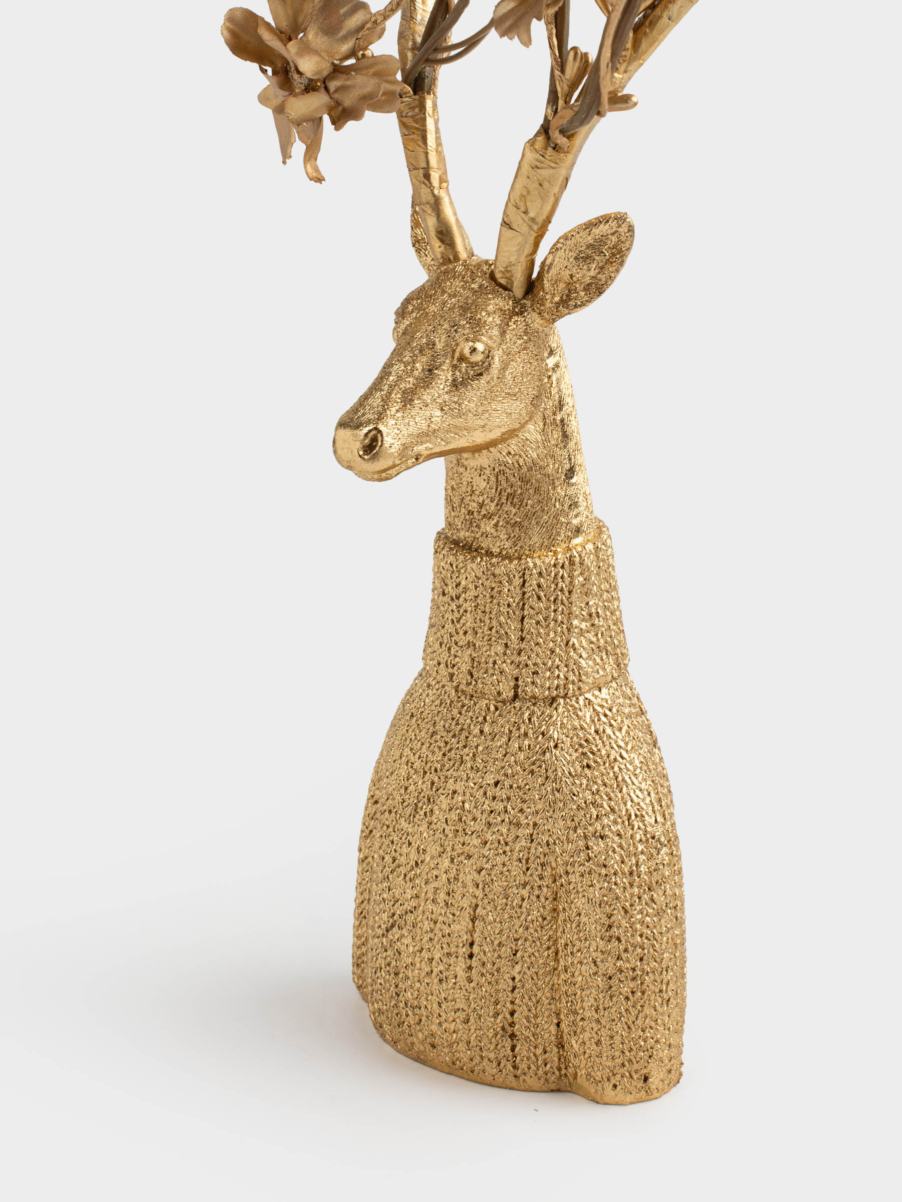 Статуэтка, 40 см, полирезин, золотистая, Олень в свитере, Deer, image-3