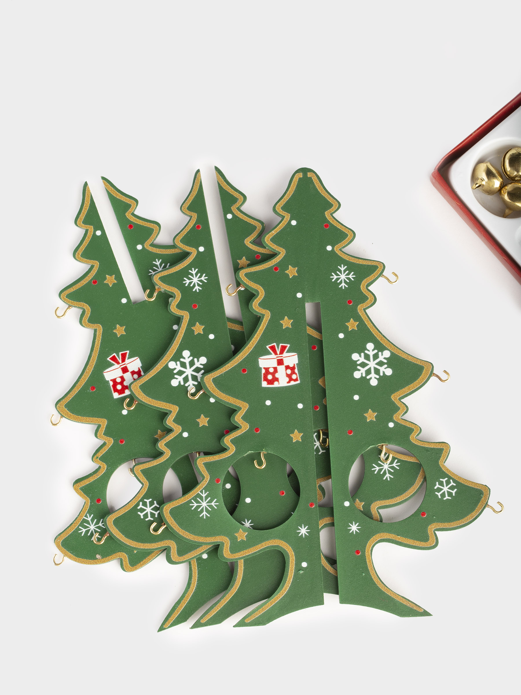 Статуэтка, 18 см, с подвесками, МДФ, зеленая, Ель с игрушками, Christmas style, image-6