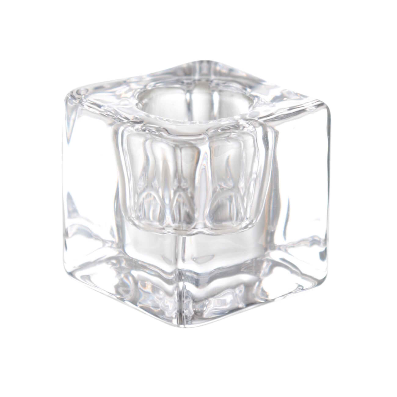 Подсвечник, 4 см, для тонкой свечи, стекло, Cube свечи ритуальные 15 см 5 штук черные