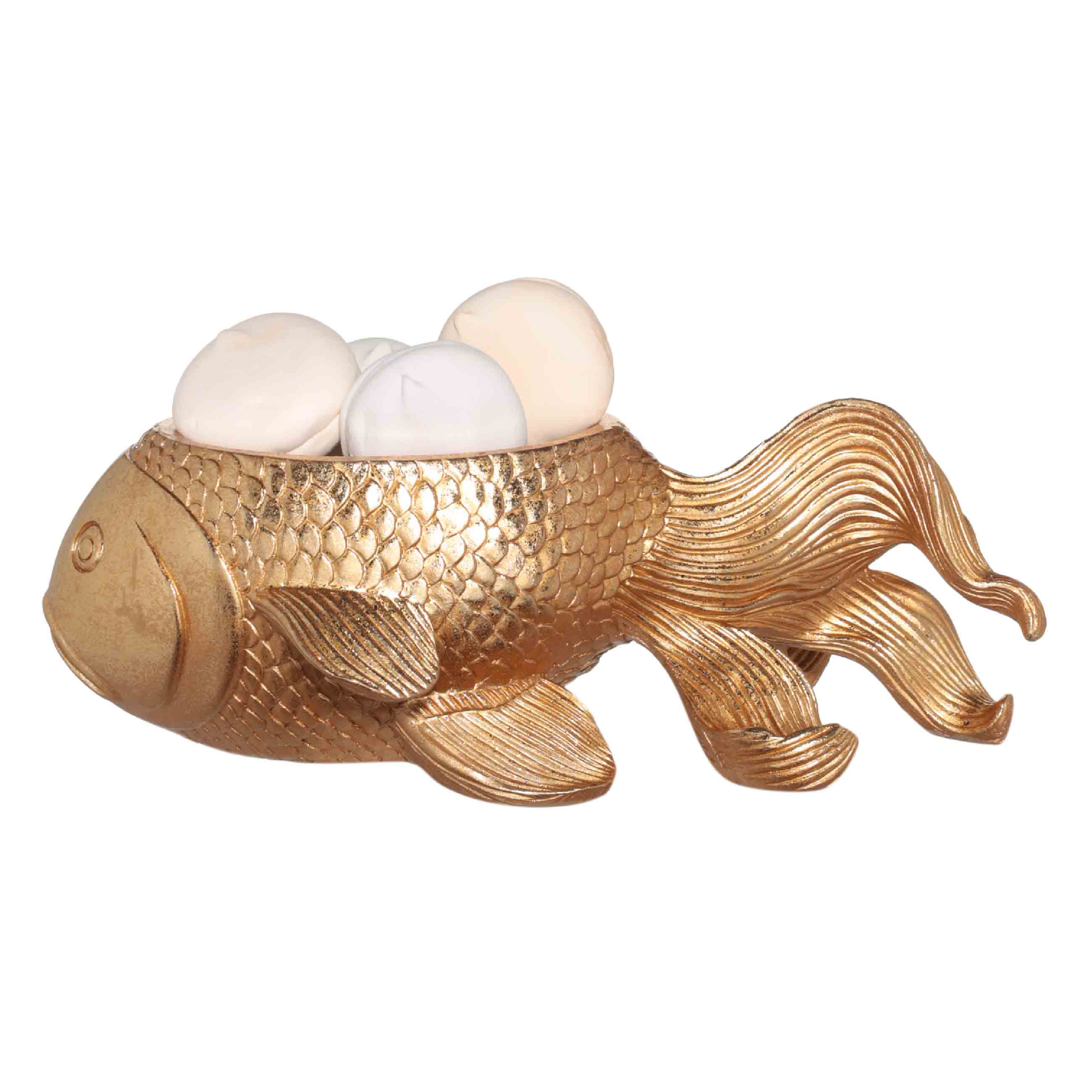 Конфетница, 27х14 см, полирезин, золотистая, Рыбка, Goldfish изображение № 3