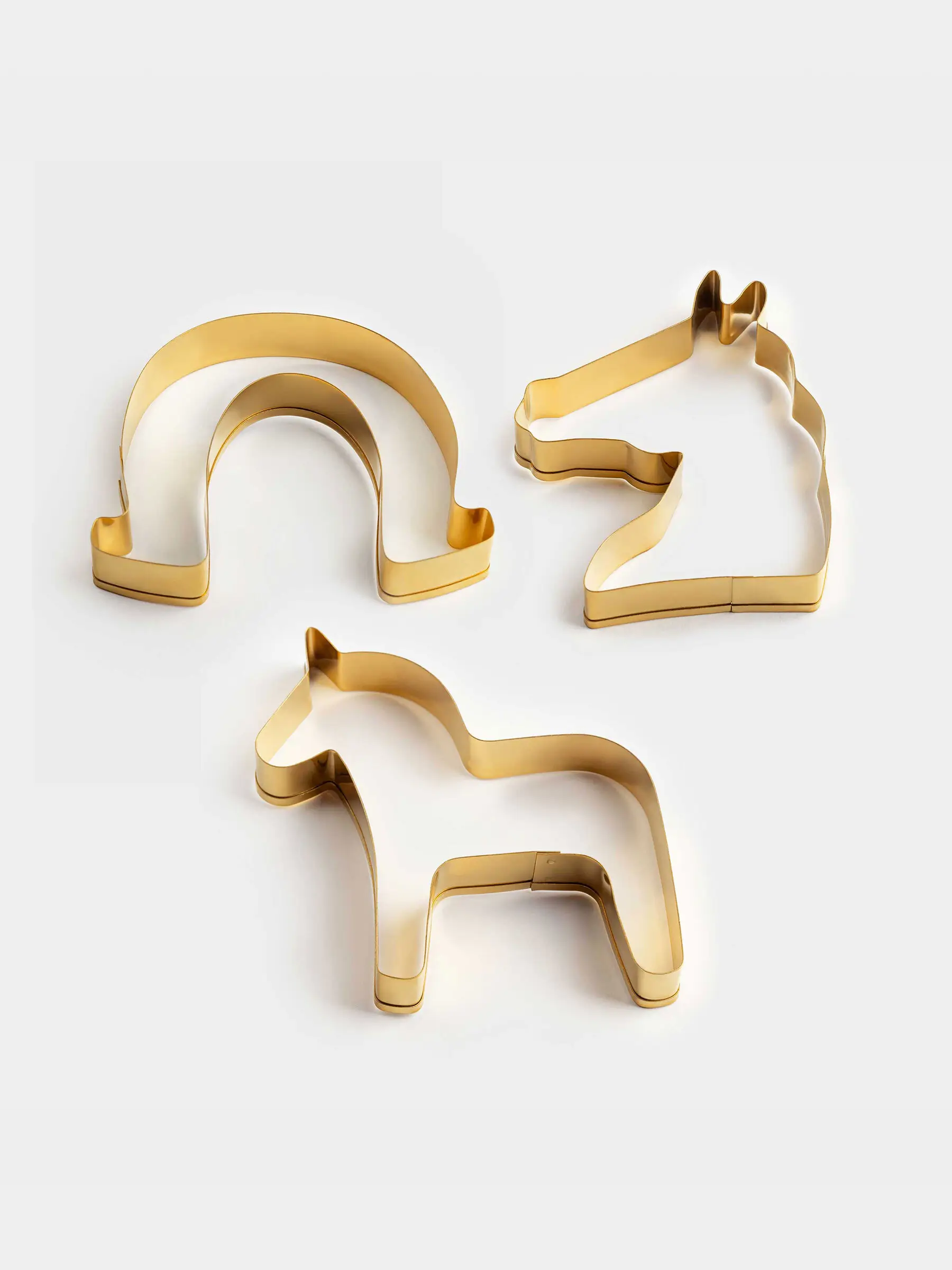 Набор форм для печенья, 3 шт, сталь, золотистый, Лошадь/Подкова, Bakery gold