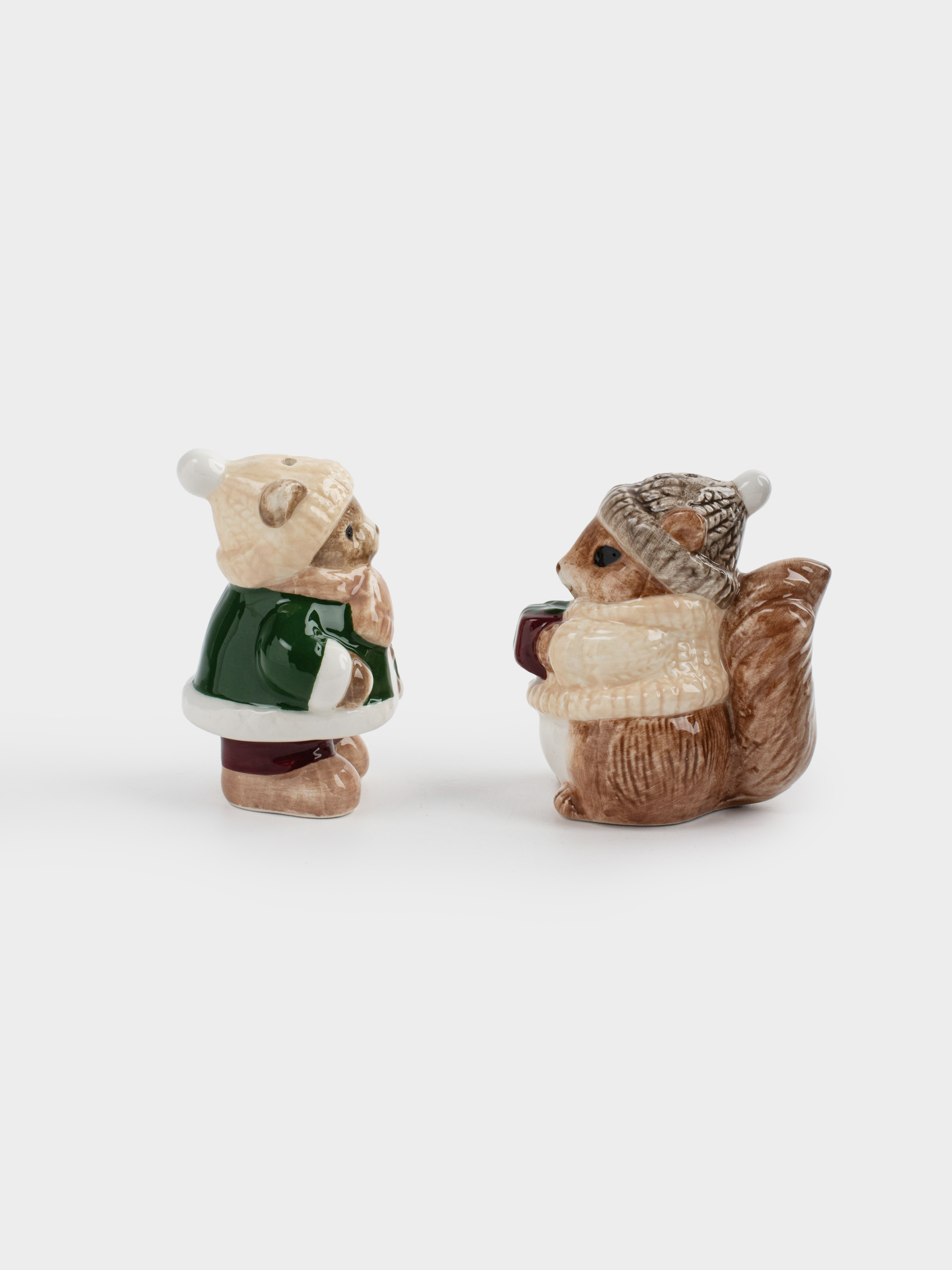 Набор для соли и перца, 8 см, керамика, Белка и медведь, Christmas animals, image-1