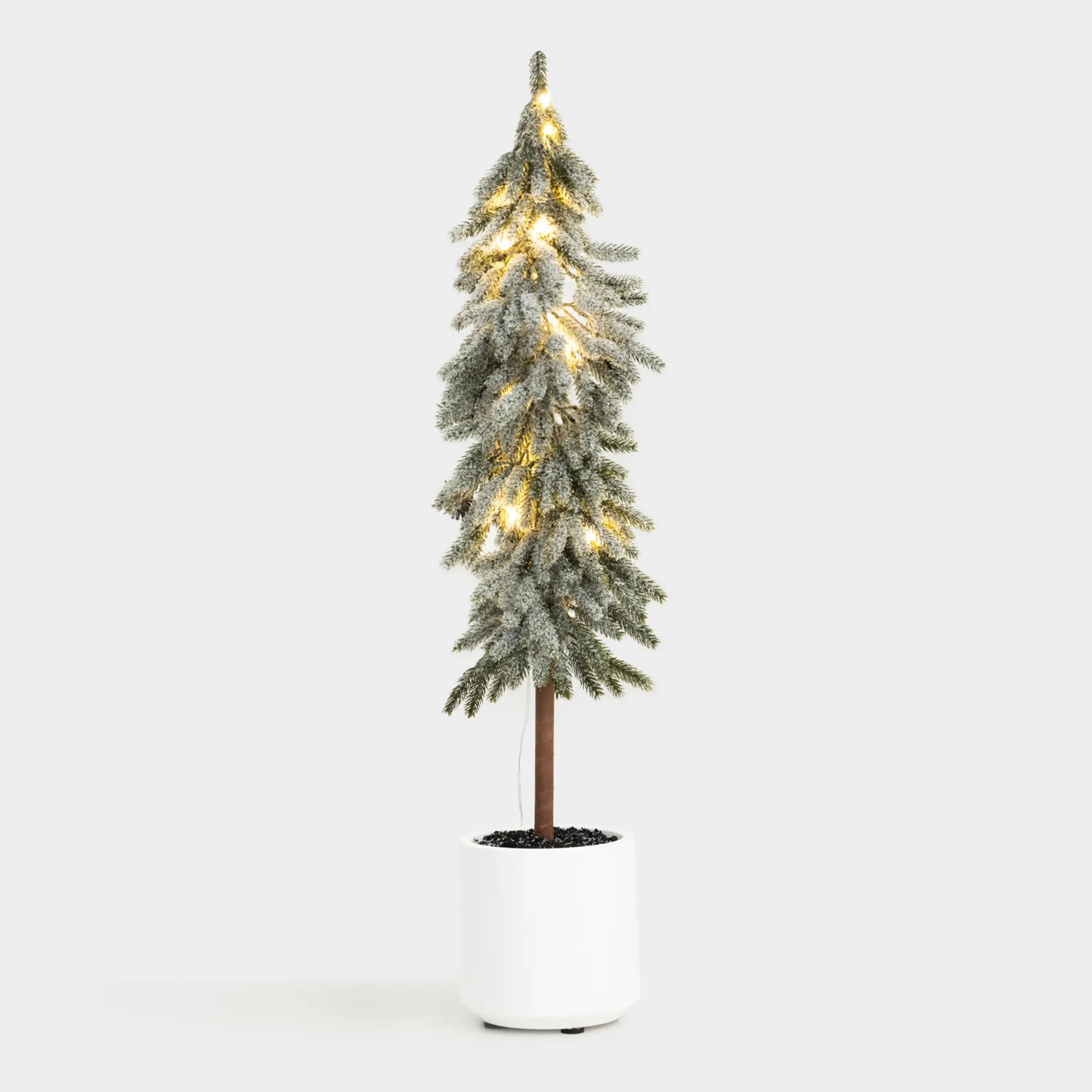 Ель искусственная, 80 см, с подсветкой, в горшке, ПВХ, Ель с шишками, Snowy decor