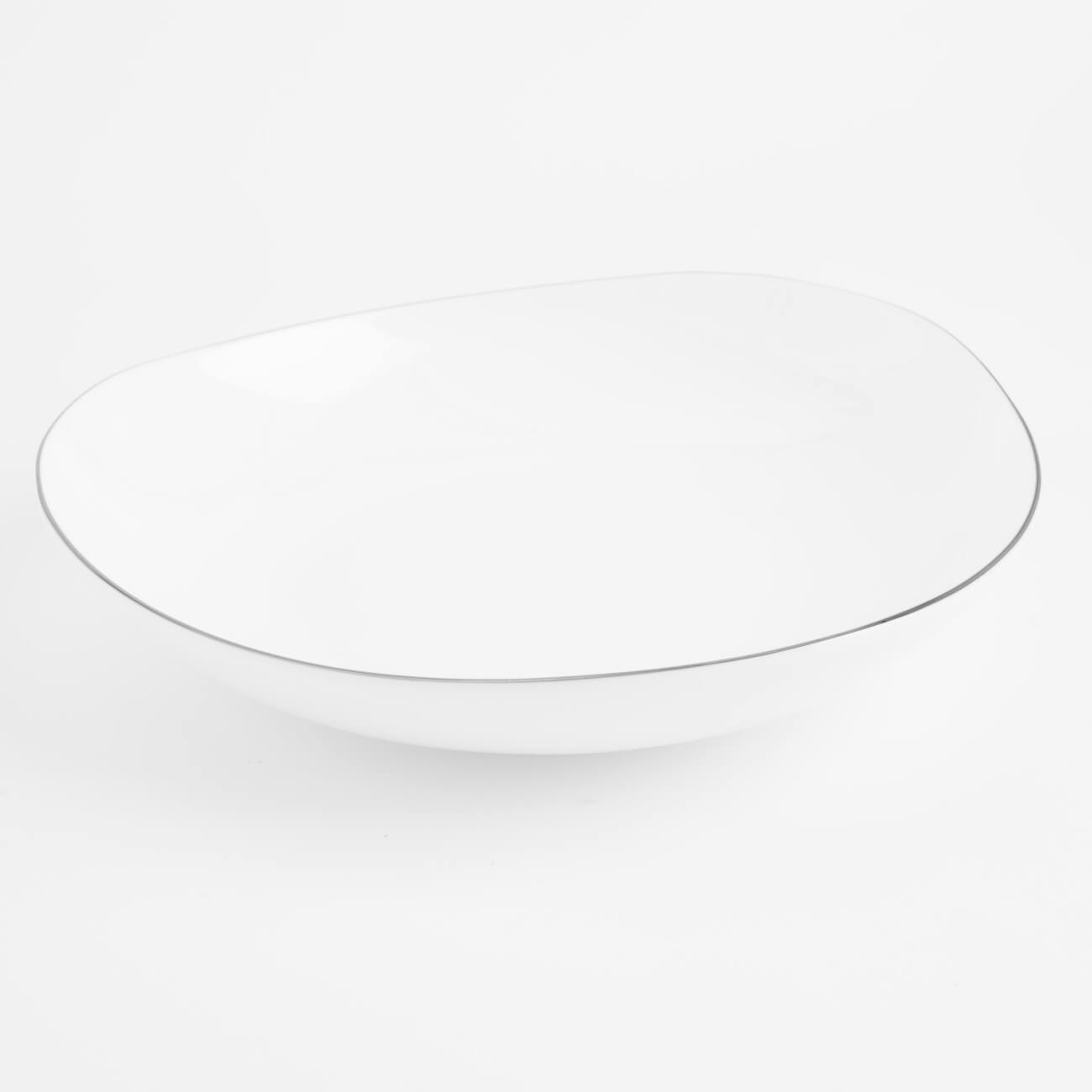 Тарелка суповая, 21х4 см, фарфор F, белая, Bend silver тарелка суповая walmer impression 18 см