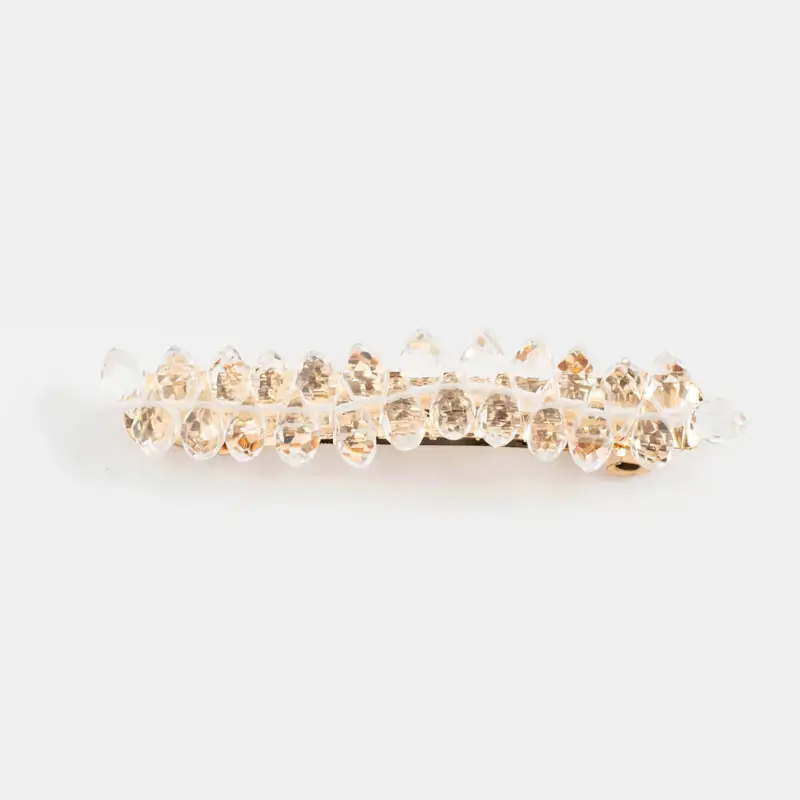 Заколка для волос, 7 см, металл, золотистая, Jewelry crystal