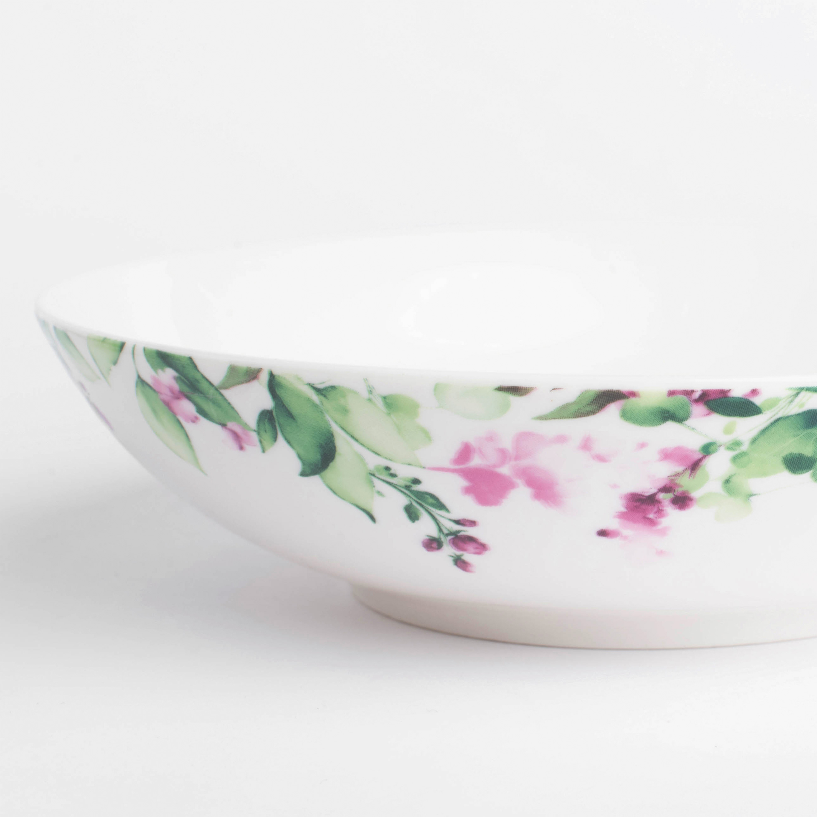 Тарелка суповая, 20х5 см, 2 шт, фарфор N, белый, Акварельные цветы, Senetti изображение № 5