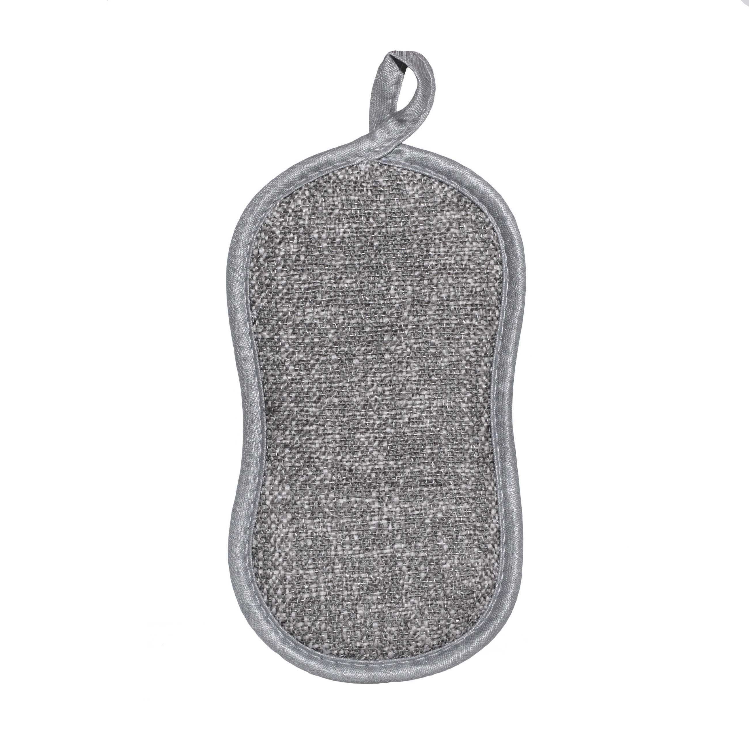 Губка для мытья посуды, 19х10 см, двусторонняя, микрофибра, серая, Clean, image-0