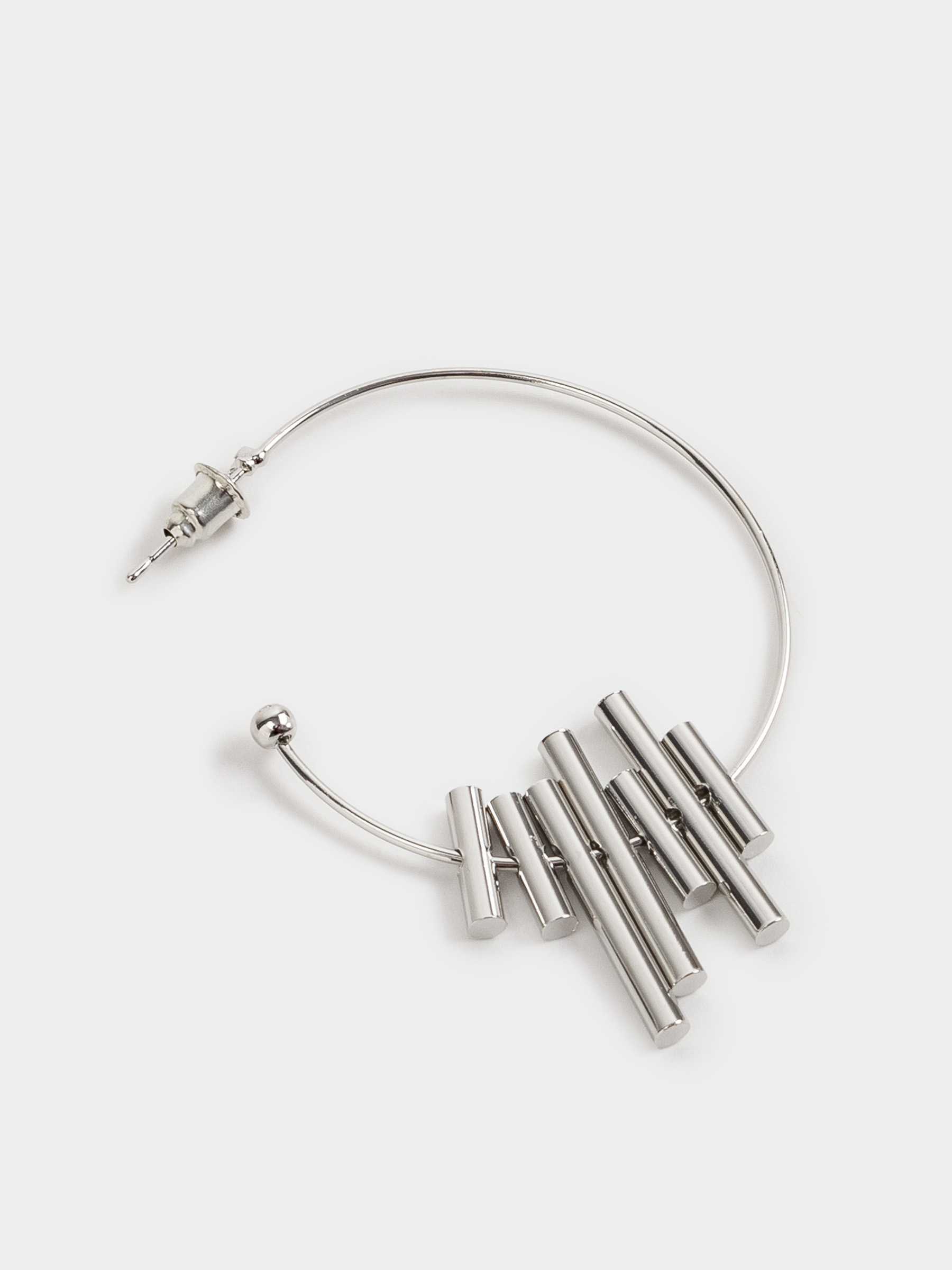 Серьги-пусеты, 4 см, металл, серебристые, Кольца, Chain weaving, image-4