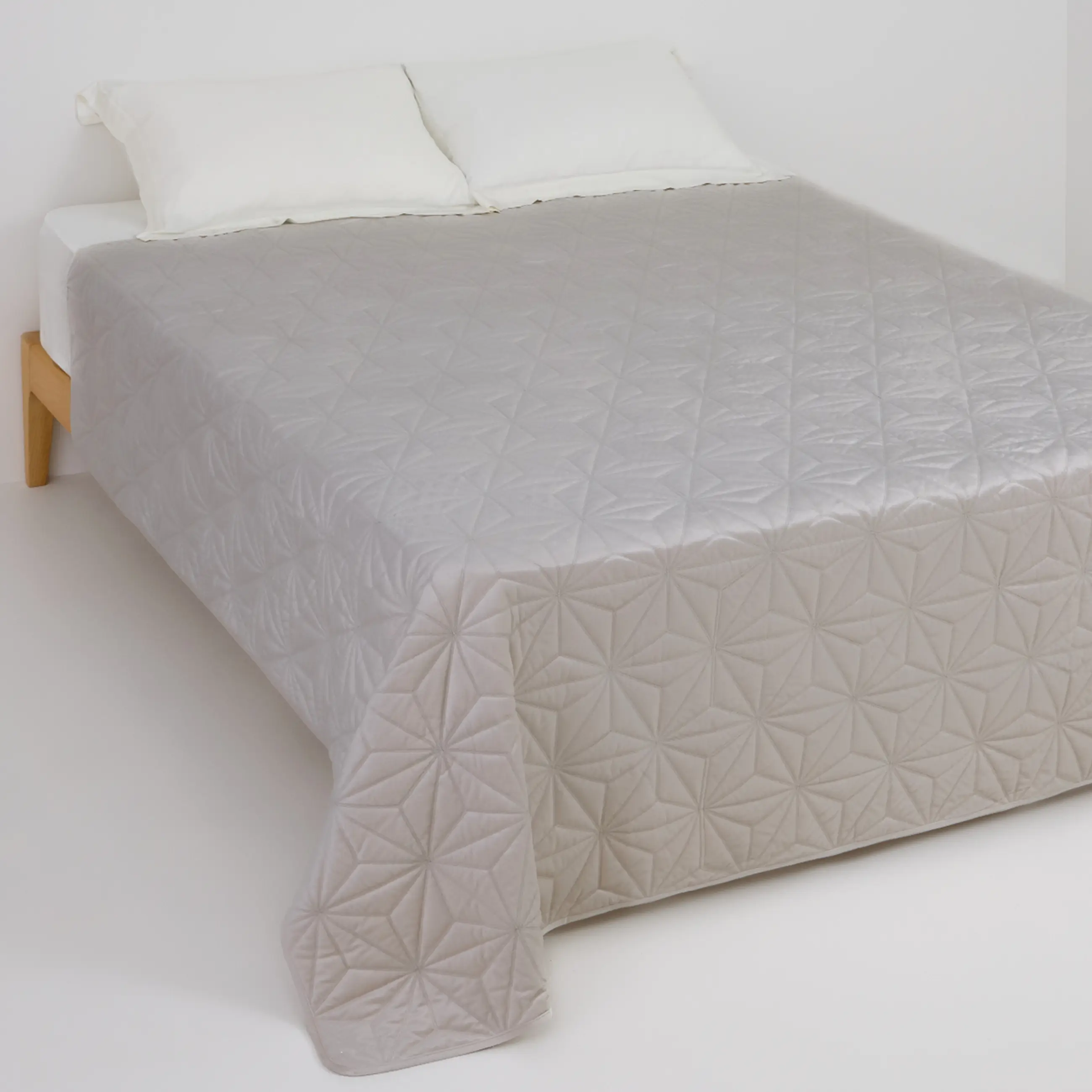 Покрывало, 220х240 см, стеганое, вельвет/микрофибра, бежевое, Toulouse, Stitch velvet