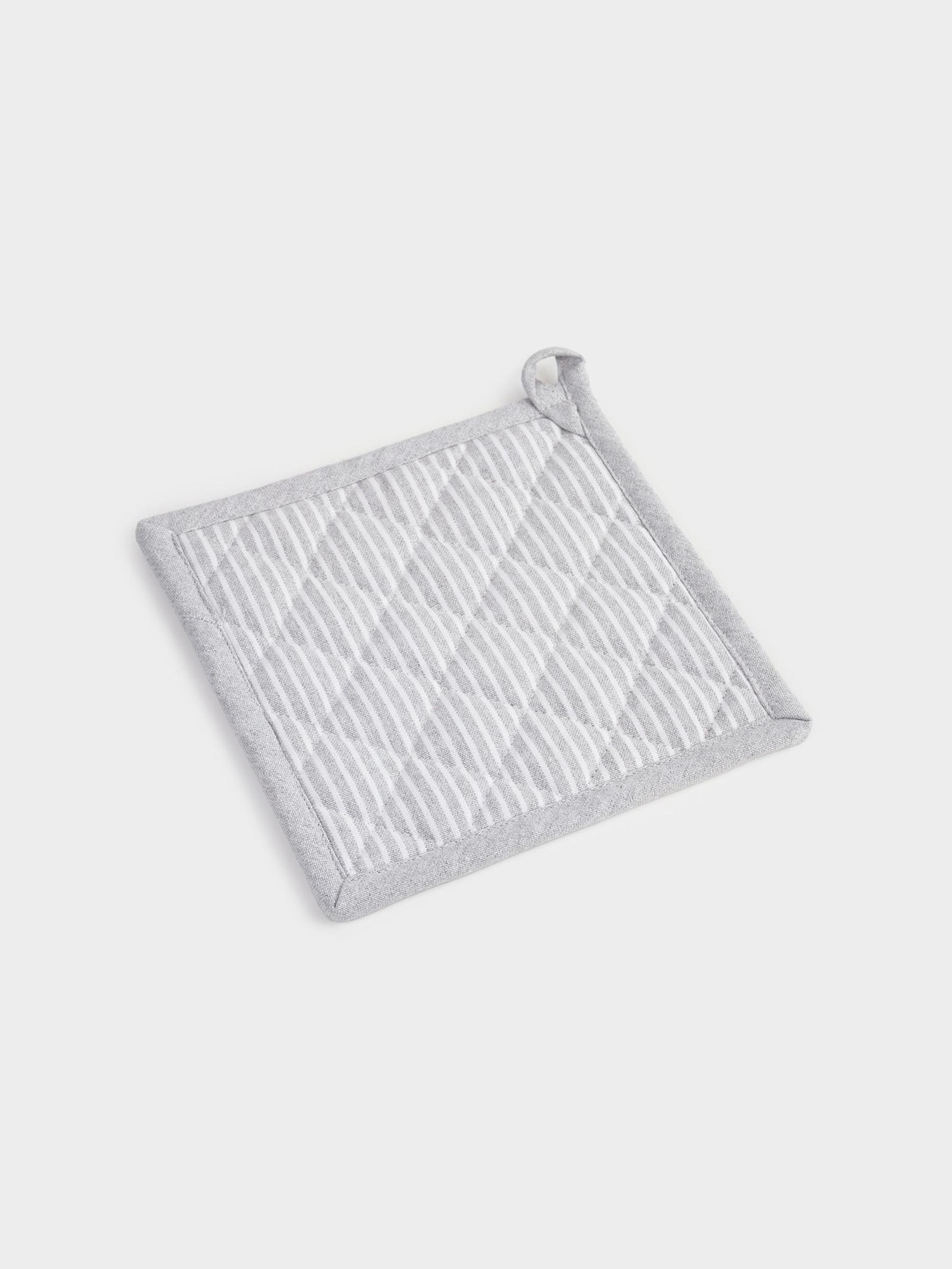 Прихватка, 20x20 см, хлопок, светло-серая, Полосы, Stripe kitchen, image-2