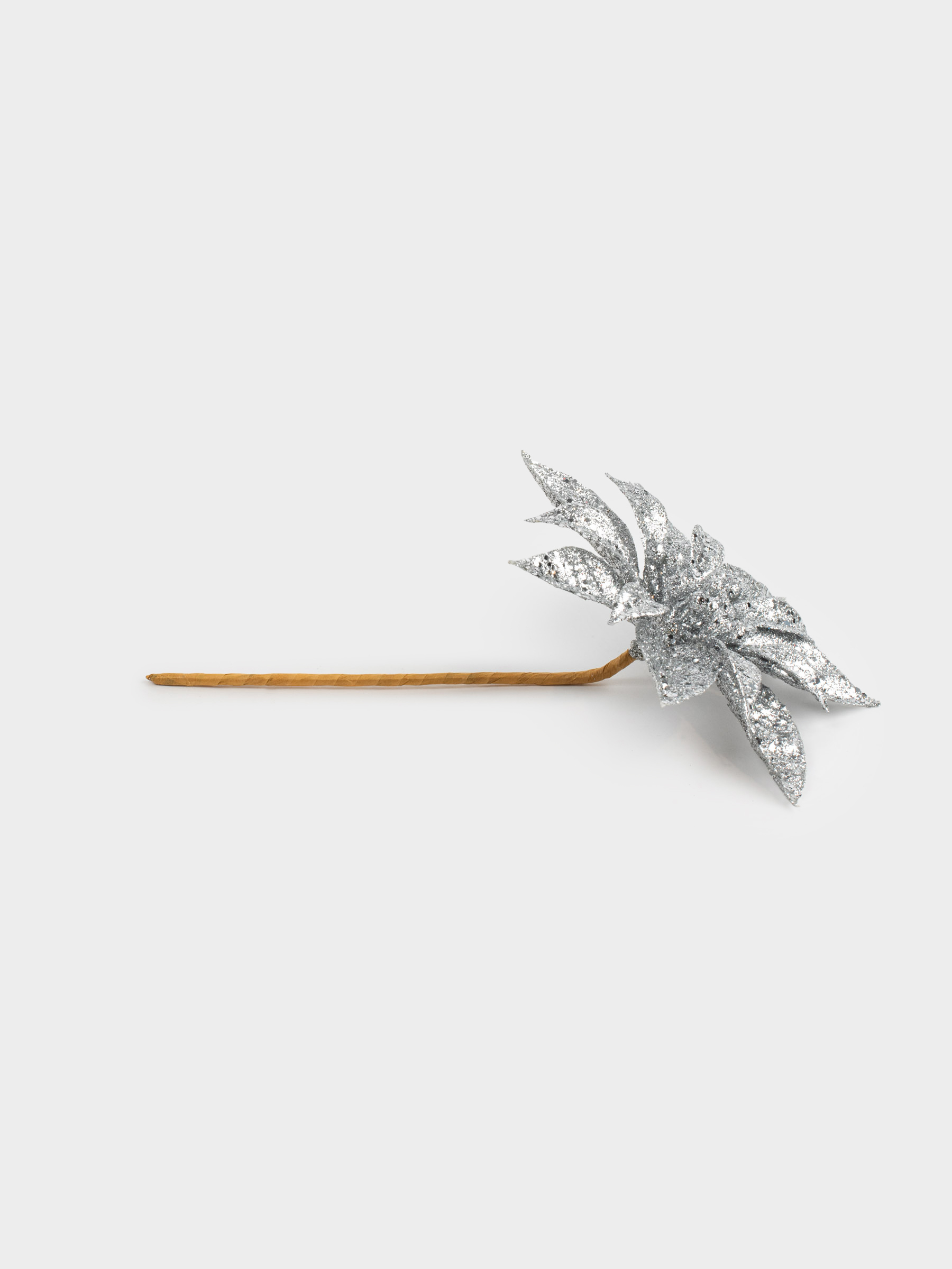 Украшение декоративное, 13 см, пластик, серебристое, Пуансеттия, Flower decor, image-2