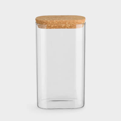 Банка для сыпучих продуктов, 1,5 л, стекло/пробка, прямоугольная, Clear cork