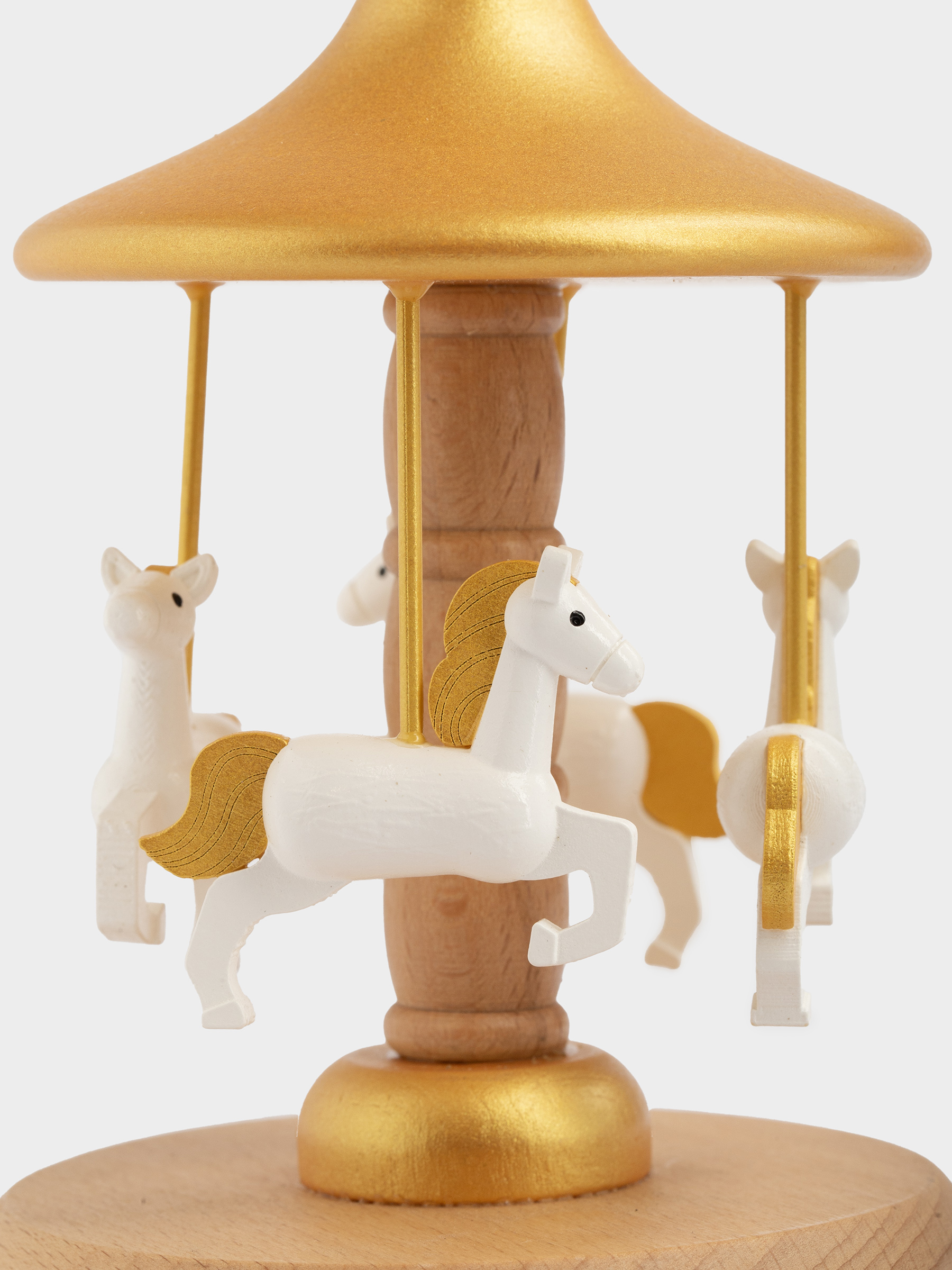 Статуэтка музыкальная, 17 см, заводная, дерево/МДФ, Карусель с лошадками, Music wood, image-1