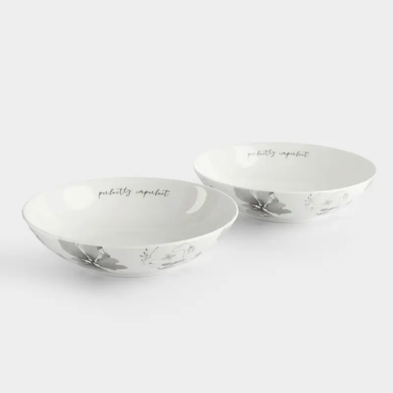 Тарелка суповая 20х5 см 2 шт фарфор N Серые цветы Watercolor 1290₽