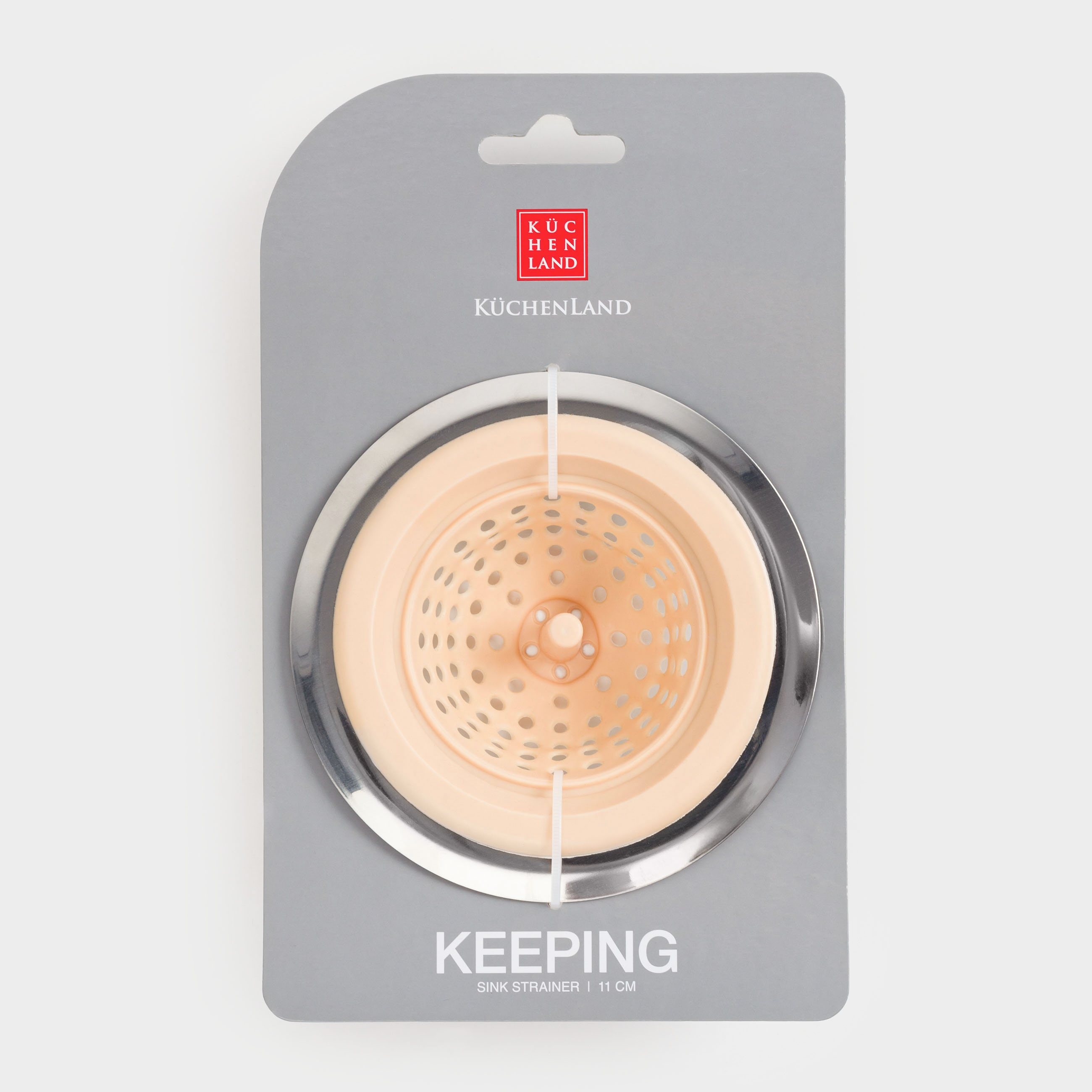 Фильтр для раковины, 11 см, сталь/силикон, бежевый, Keeping, image-6