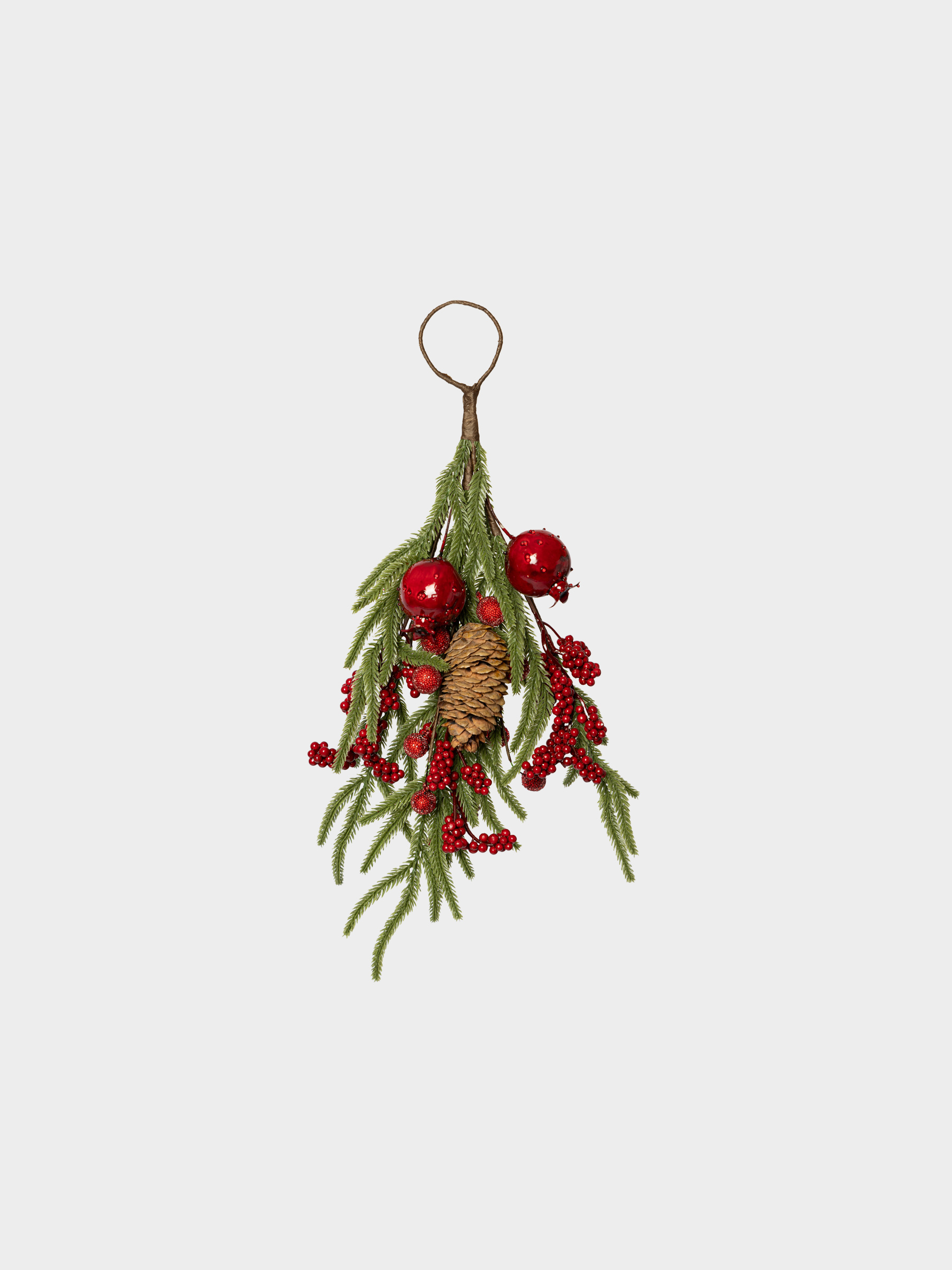 Композиция новогодняя, 37 см, Красные ягоды и шишки, Red berry