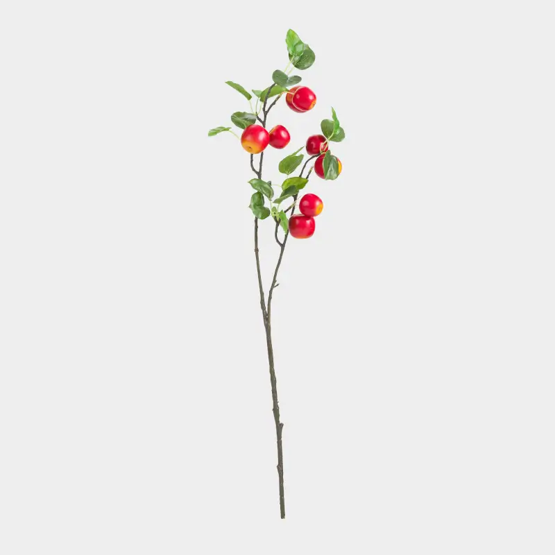 Ветка декоративная, 80 см, пенопласт/полиэстер, Красные яблоки, Fruit decor ,image-0