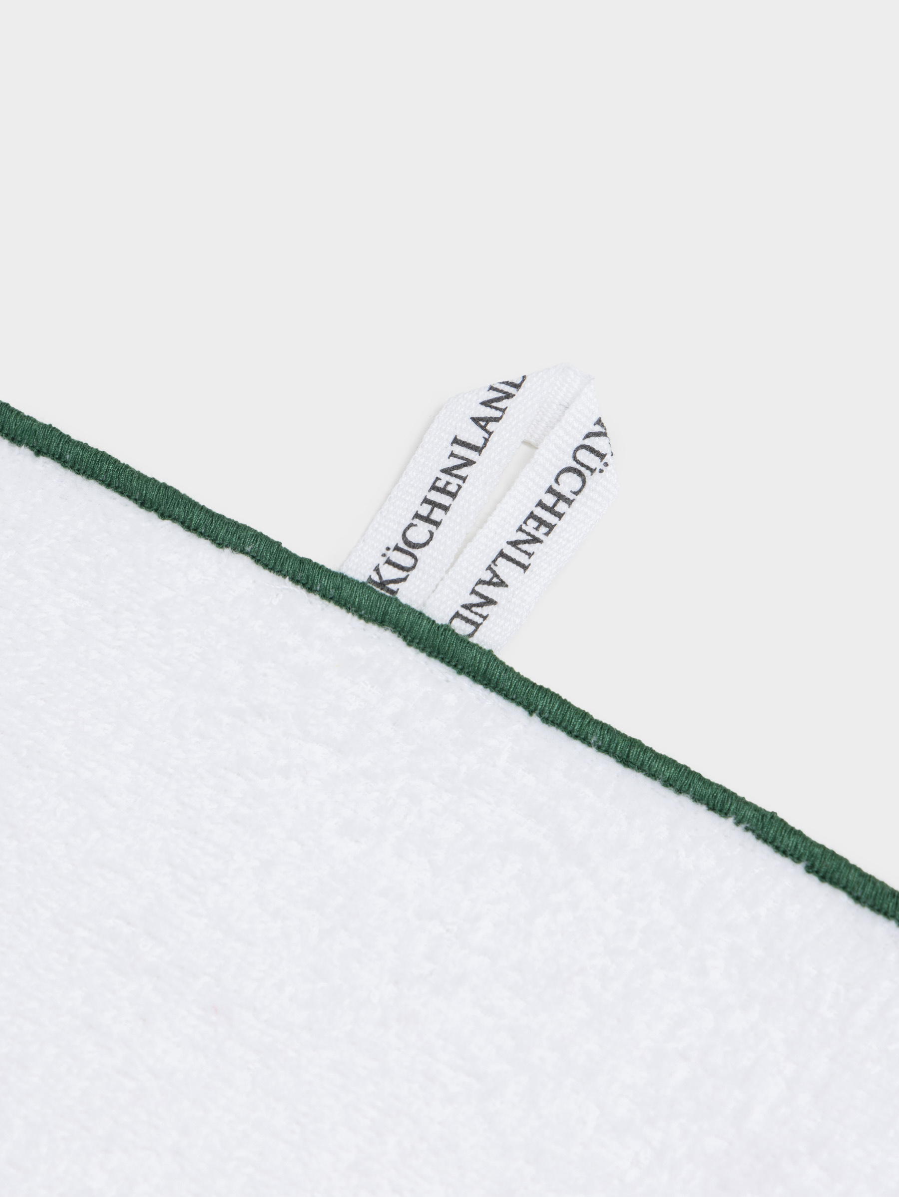 Полотенце кухонное, 40х60 см, хлопок, белое, с зеленым кантом, Домик и ели, Forest house, image-2