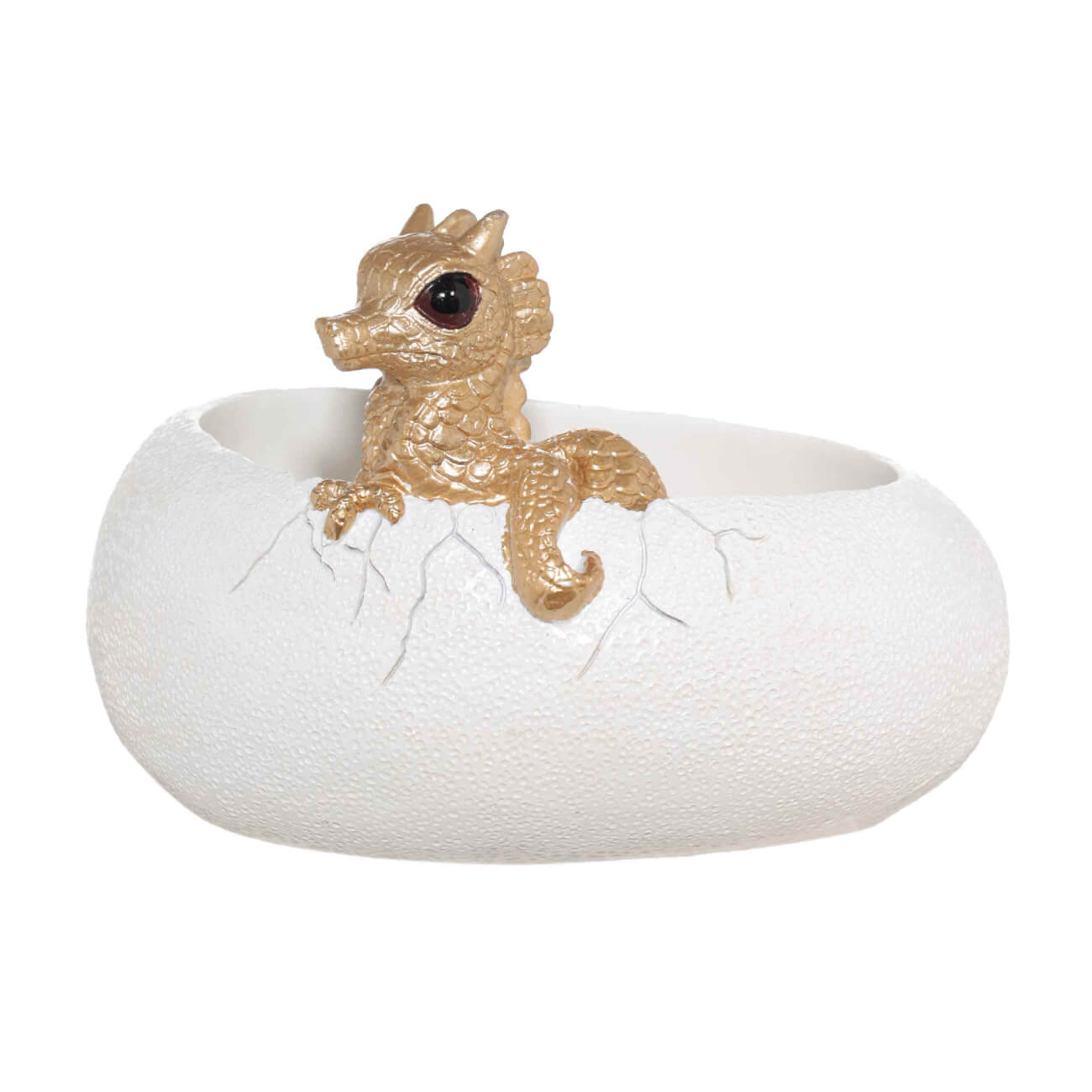 

Конфетница, 19х15 см, полирезин, бело-золотистая, Дракон в яйце, Dragon cute