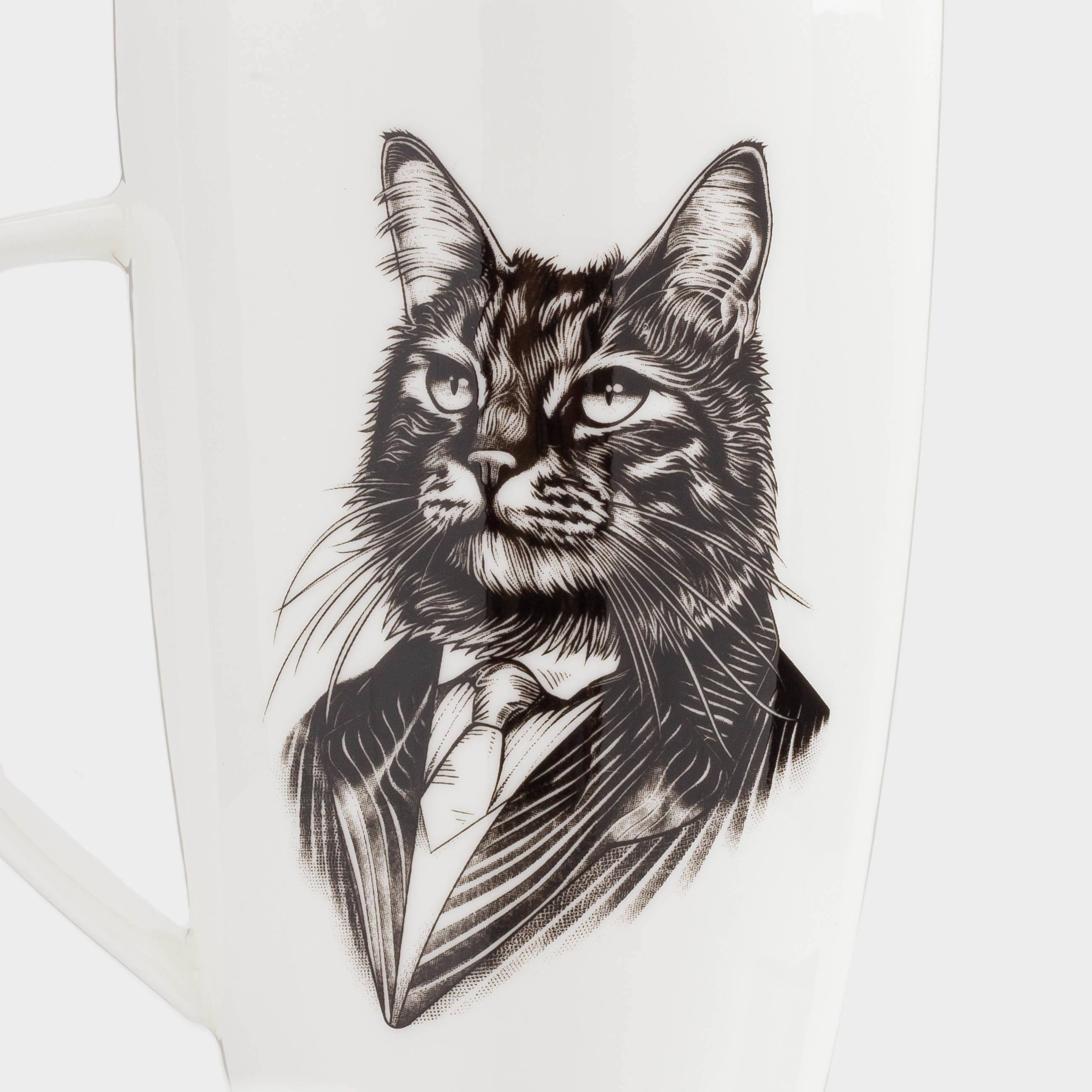 Кружка, 650 мл, фарфор F, белая, Кот в костюме, Cat, image-5