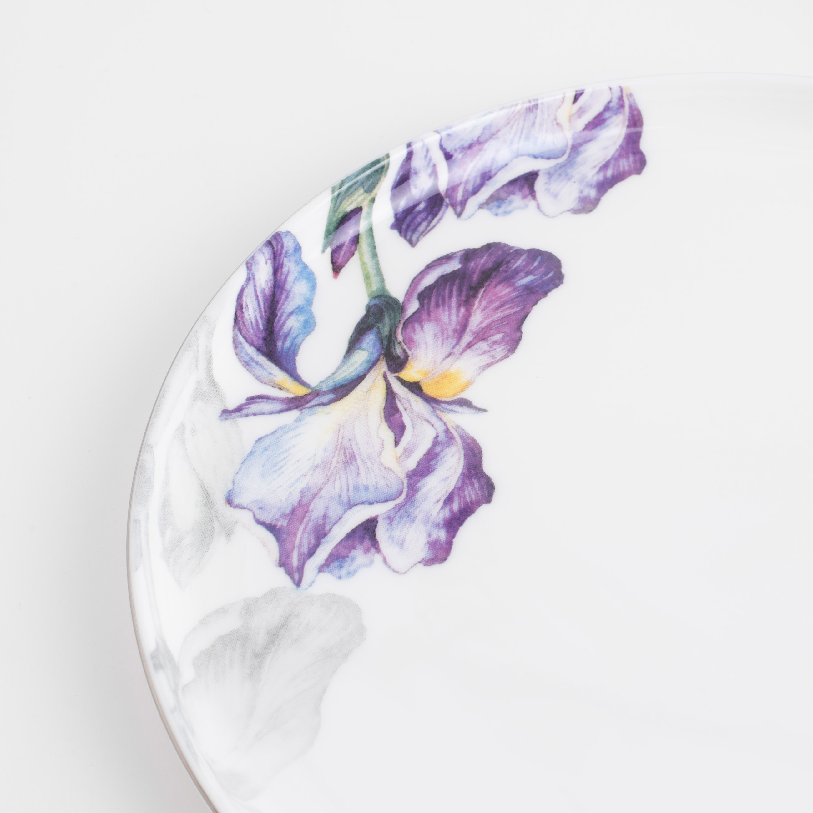 Тарелка закусочная, 24 см, 2 шт, фарфор F, с серебристым кантом, Ирисы, Antarctica Flowers изображение № 3
