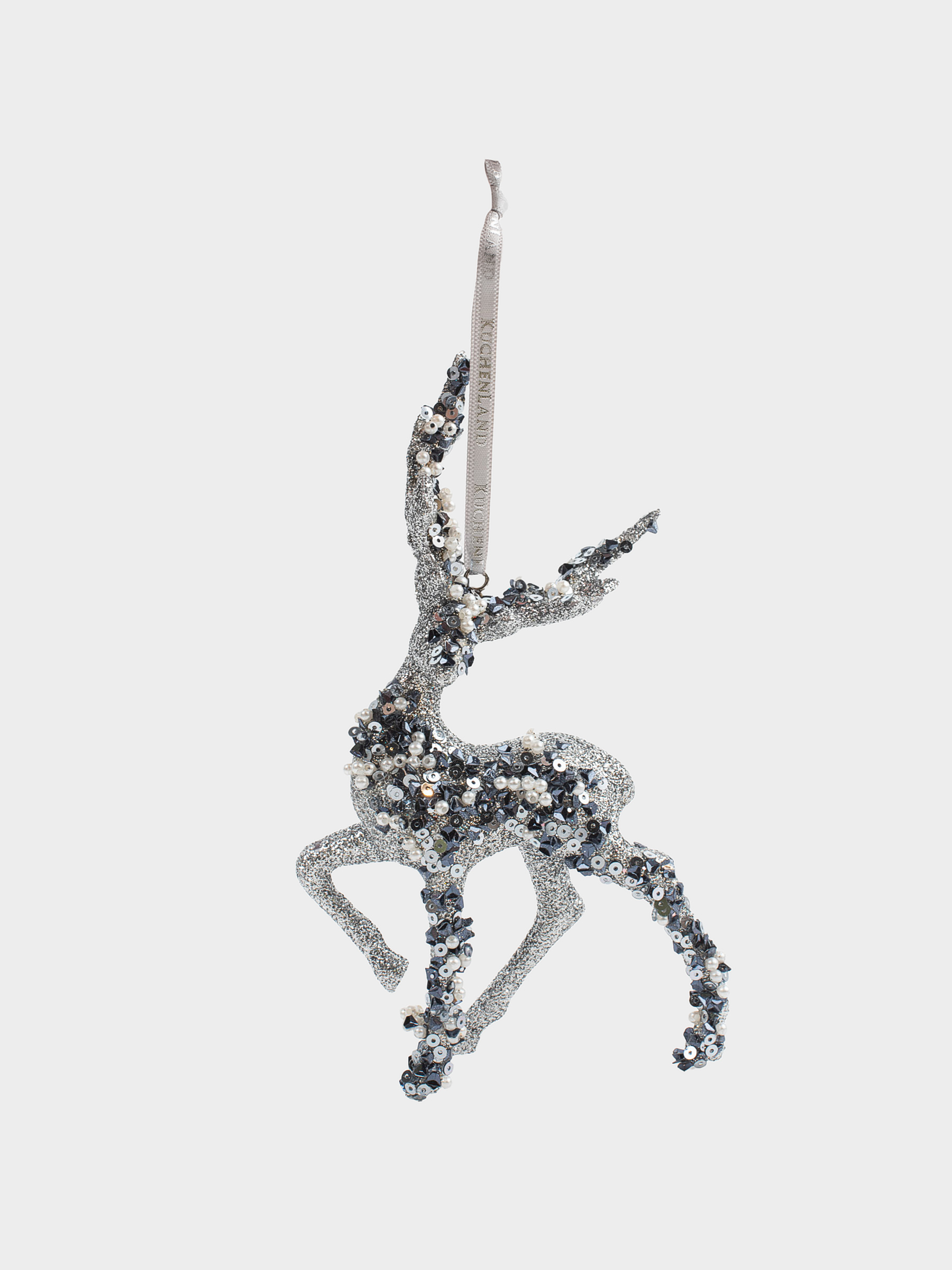 Игрушка елочная, 15 см, пенопласт/пластик, серебристая, Олень, Figure sparkle, image-2