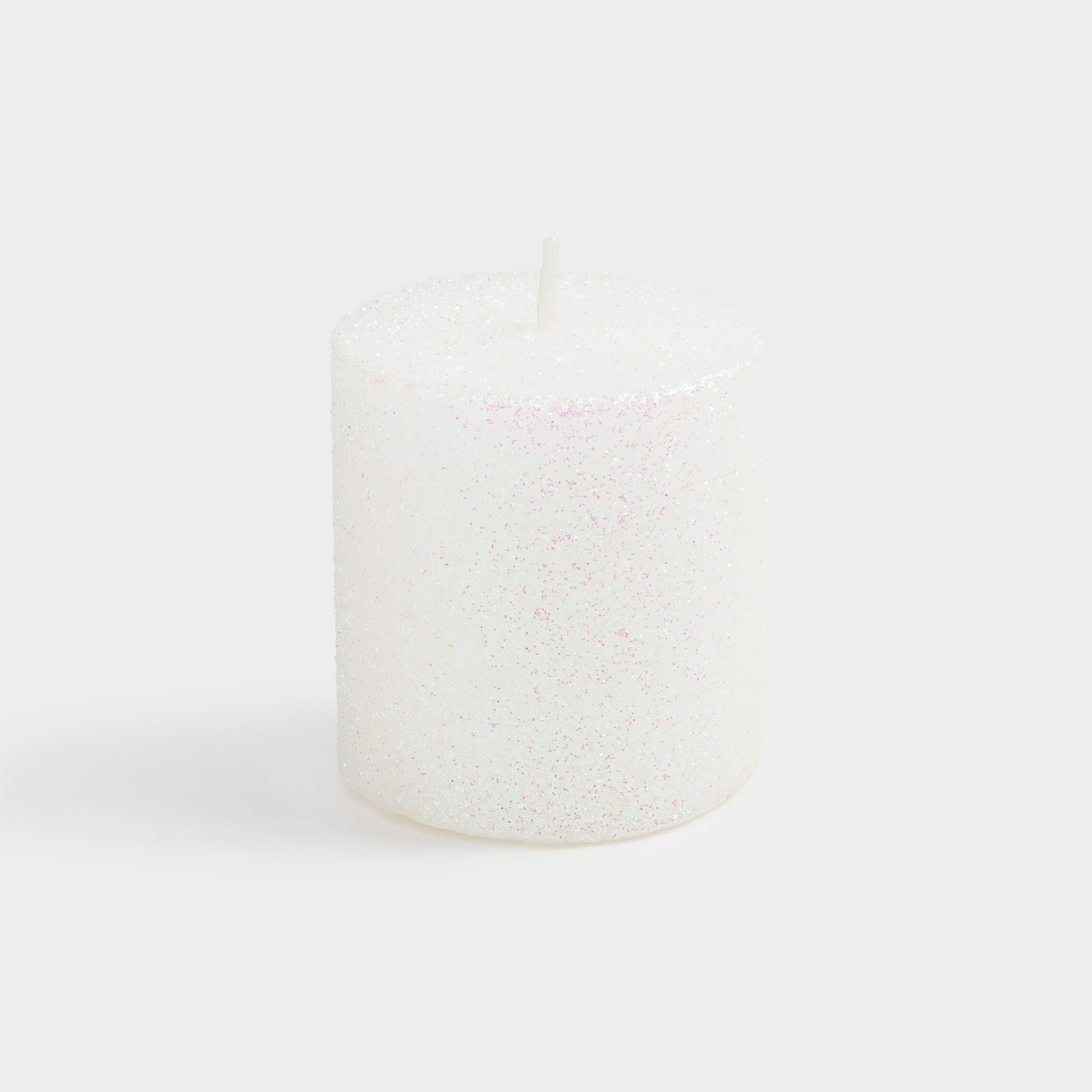 Свеча, 6 см, 2 шт, цилиндрическая, с блестками, белая, Sparkly candle, image-2