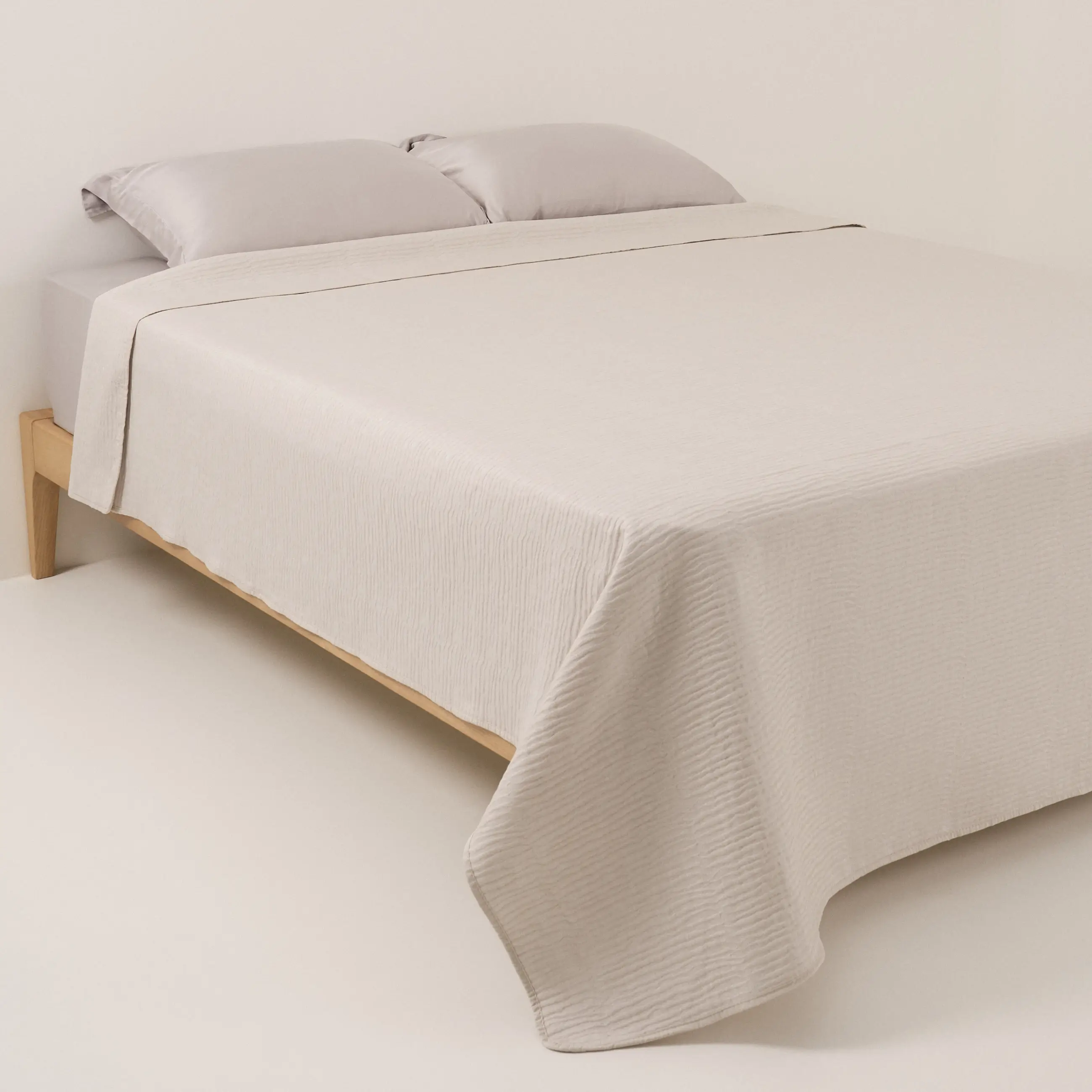 Покрывало, 220х240 см, хлопок/полиэстер, молочное, Jacquard bed