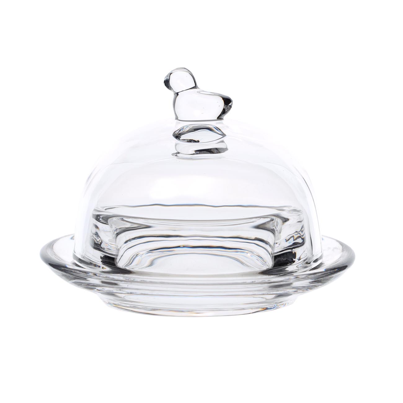 Икорница, 9 см, с крышкой, стекло, Птичка, Clear, image-0