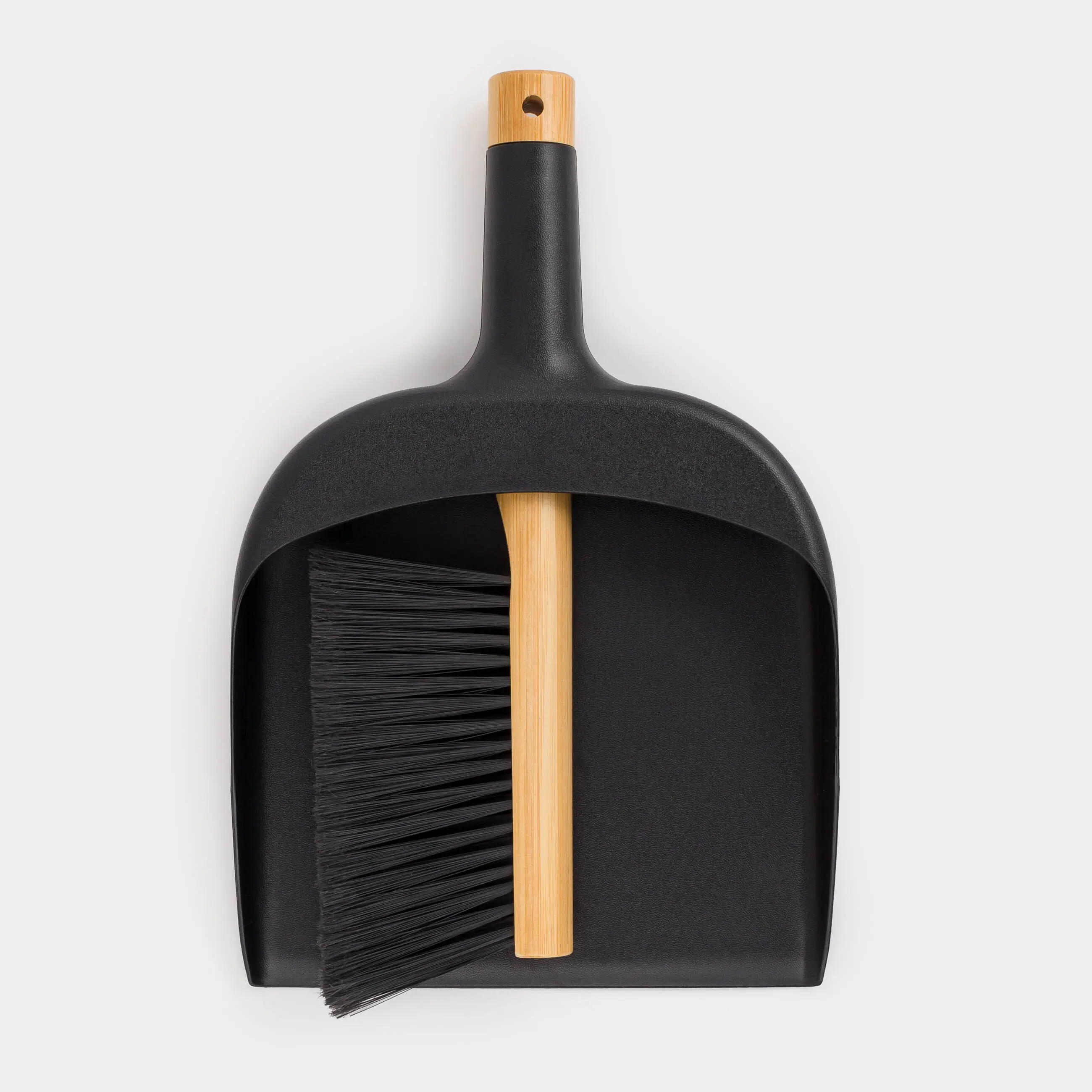 Щетка для мусора, с совком, 33 см, бамбук/пластик, черная, Black clean, image-0