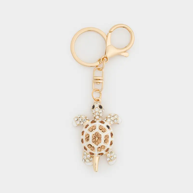 Брелок, 12 см, металл/стразы, золотистый, Черепаха, Keychain crystal ,image-0