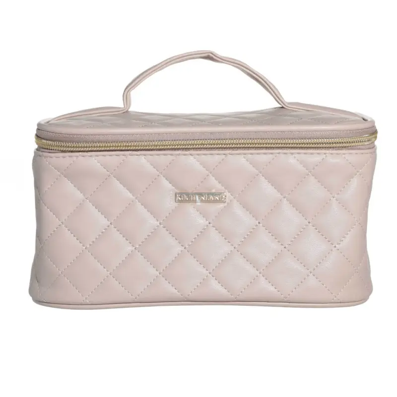 Косметичка, 23х13 см, стеганая, с ручкой, полиуретан, бежевая, Quilted