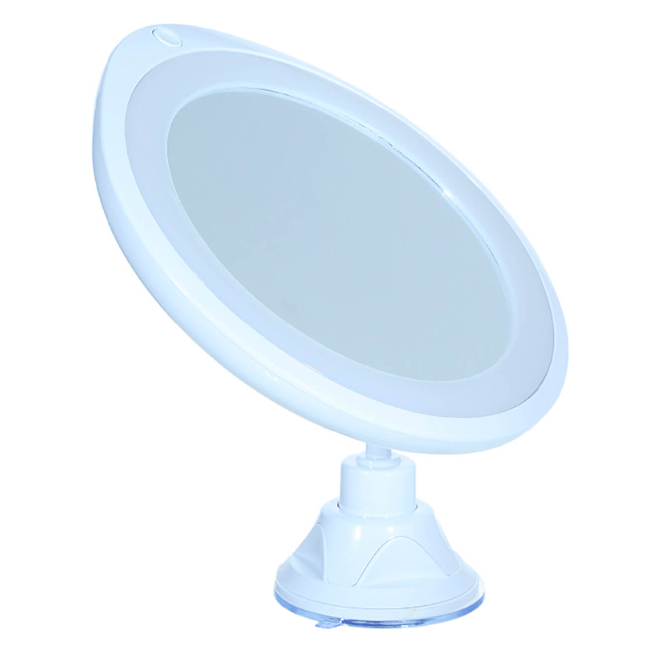 Зеркало подвесное, 13 см, увеличительное, с подсветкой, на присоске, пластик, белое изображение № 1