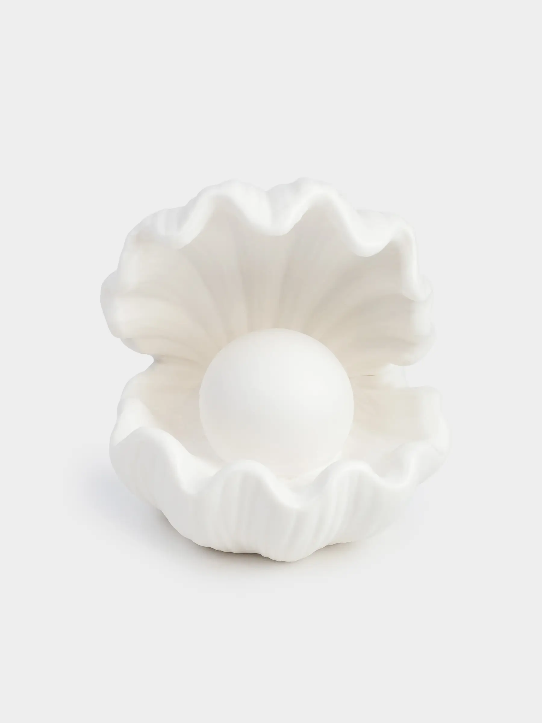 Светильник декоративный, 10х11 см, фарфор P, белый, Ракушка с жемчужиной, Tridacna, image-0