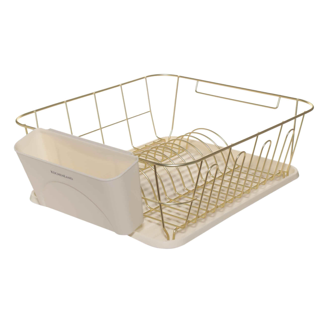 Сушилка для посуды, 37х33 см, с поддоном, металл/пластик, молочно-золотистая, Drying данко кормушка для собак дуговая с двумя мисками металл