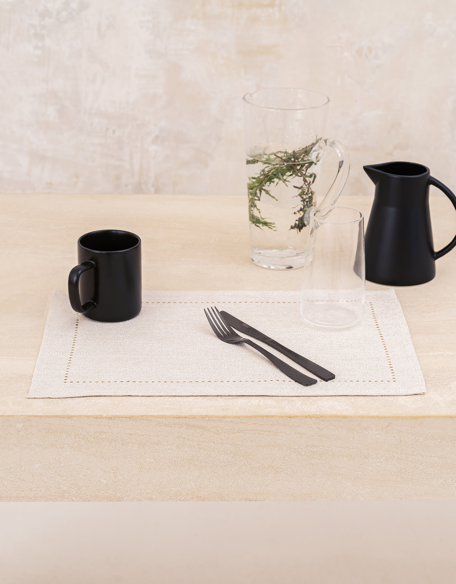 Салфетка под приборы, 30х45 см, полиэстер, прямоугольная, серебристо-кремовая, Hemstitch, image-4