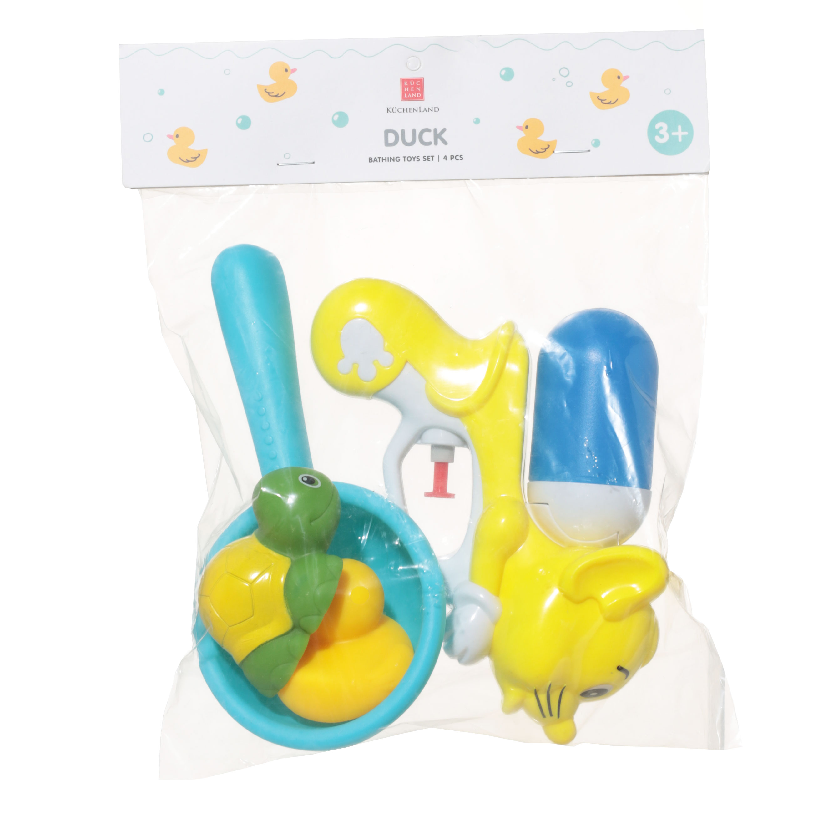 Набор игрушек для купания, 4 пр, водный пистолет/игрушки, резина/пластик, желтый, Duck изображение № 4