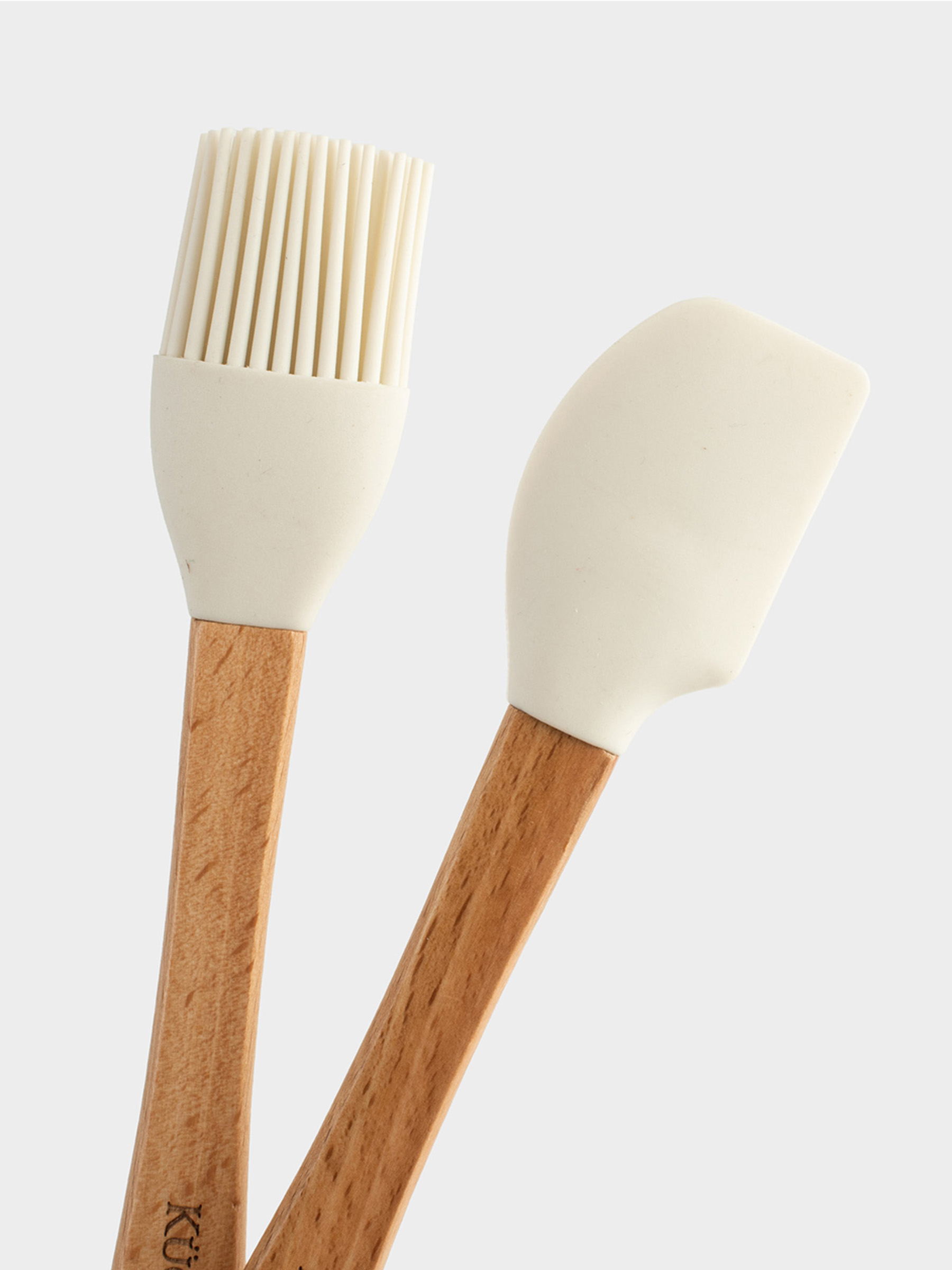 Набор для выпечки, 3 пр, лопатка/венчик/кисть, силикон/дерево, молочный, Bakery, image-4