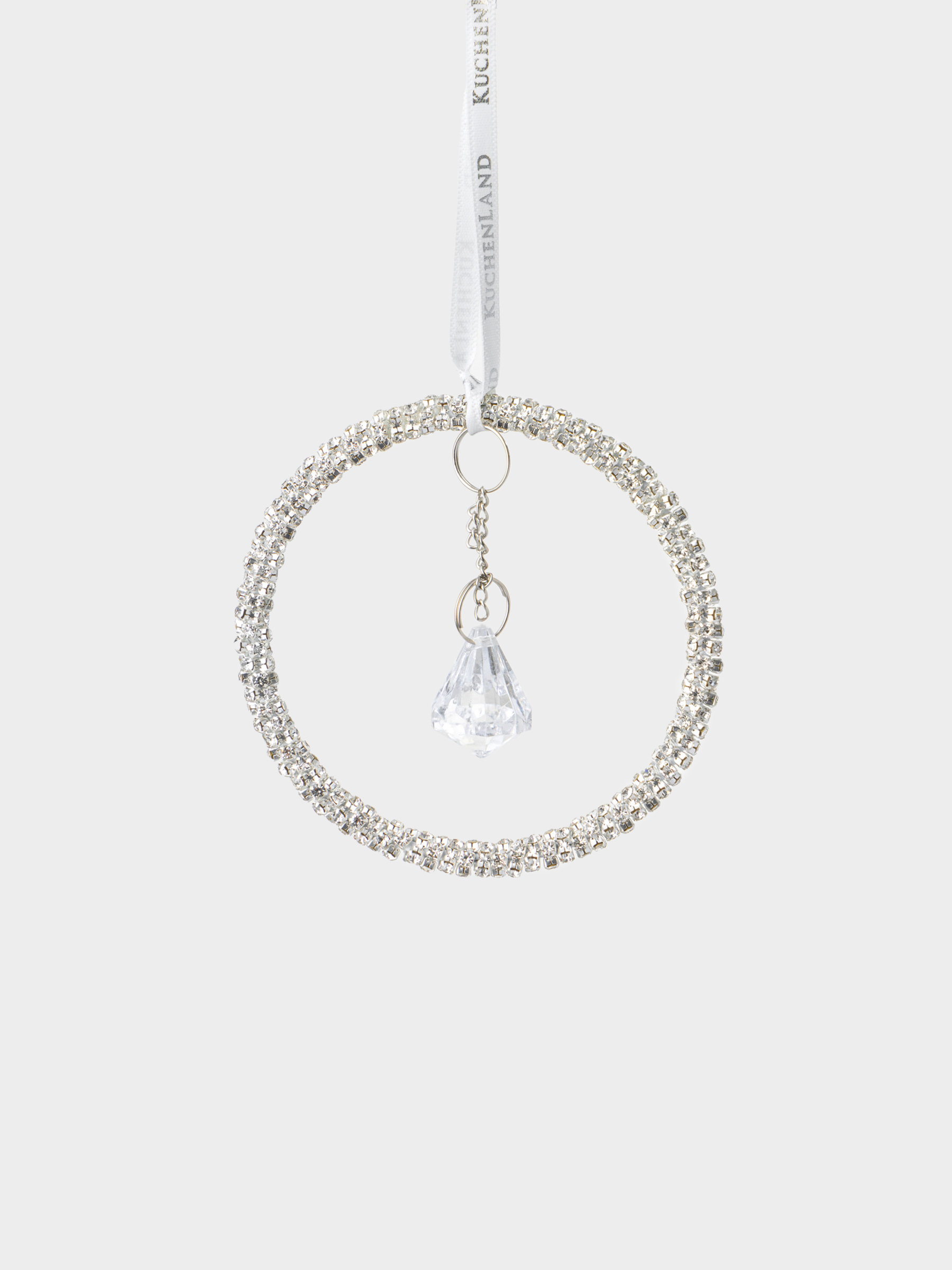 Игрушка елочная, 8 см, акрил/металл, серебристый, Подвеска с кристаллом, Ice crystal, image-0