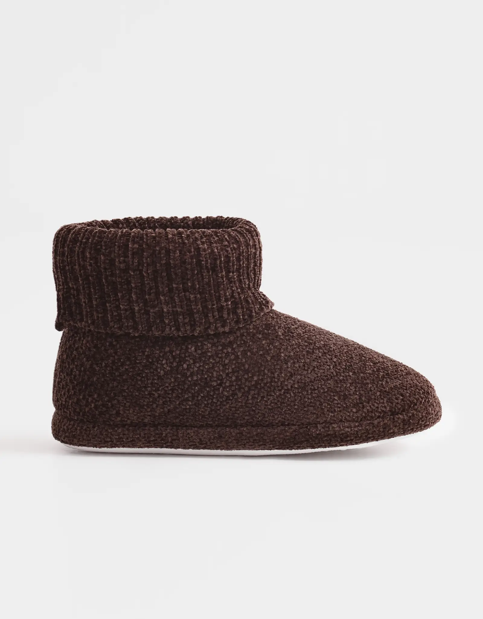 Тапочки женские, домашние, высокие, шенил/вельвет, коричневые, Knitted