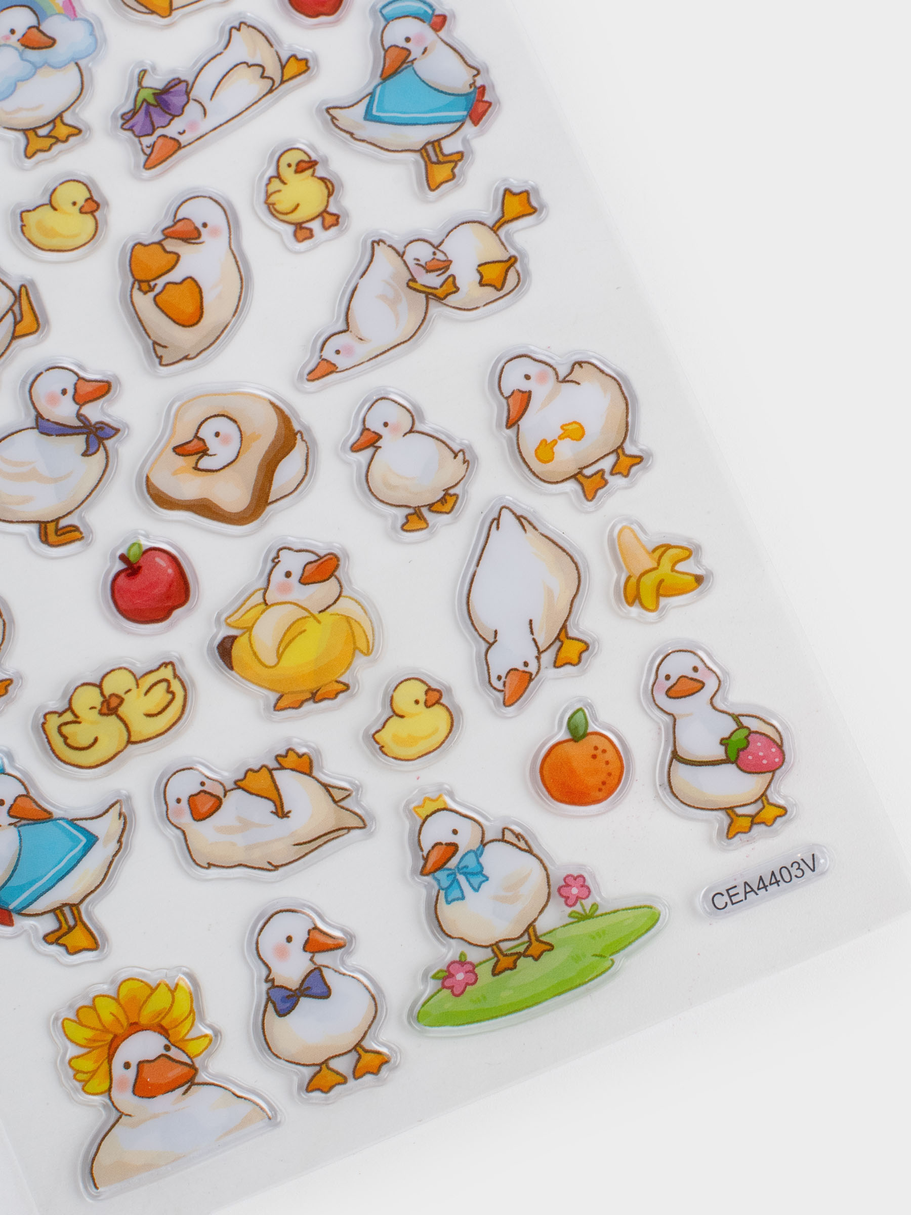 Набор наклеек, 17х9 см, 41 шт, одноразовые, ПВХ, Утки, Duck yellow, image-1