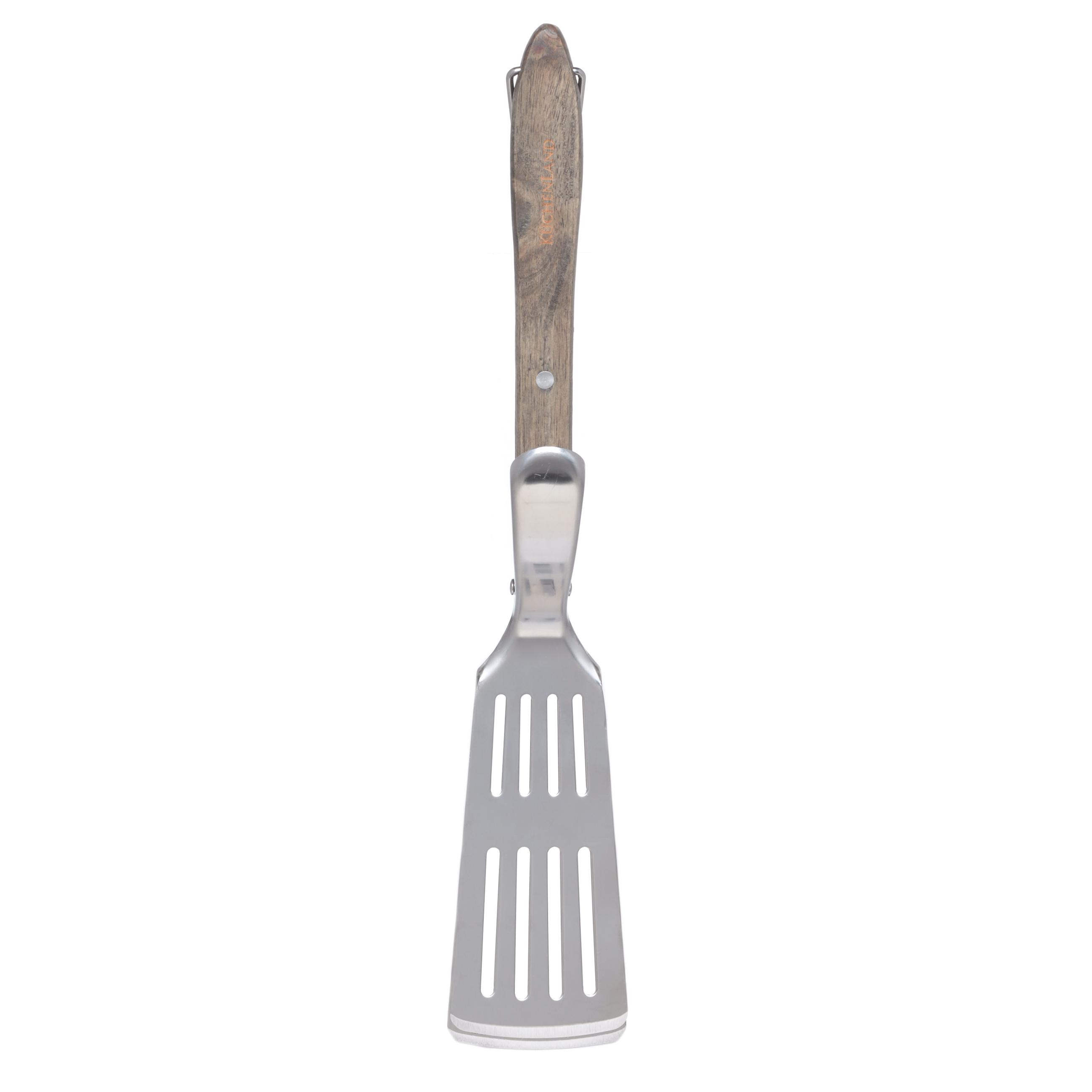 Лопатка-щипцы для барбекю, 40 см, с прорезями, сталь/дерево, BBQ изображение № 3
